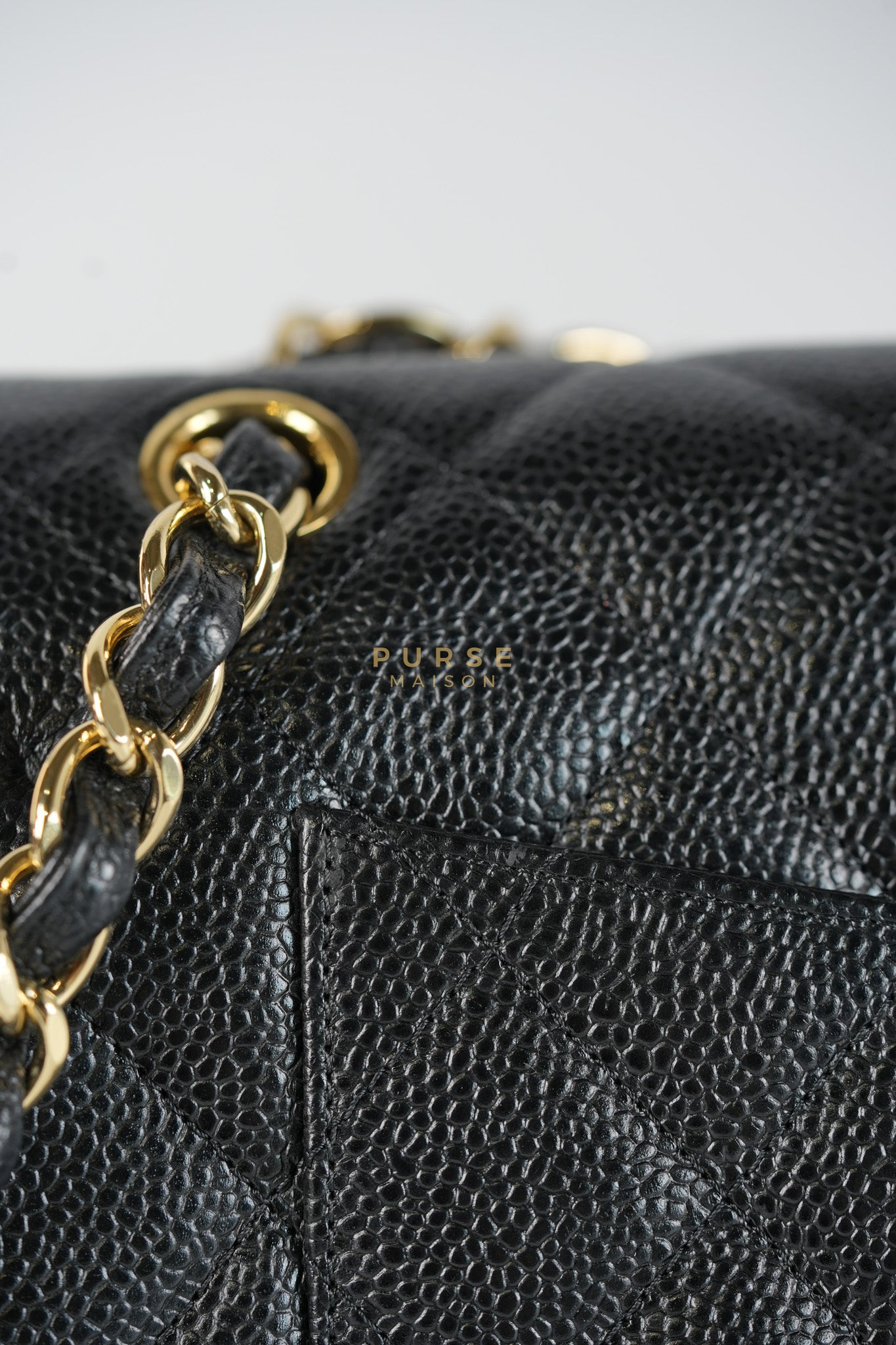 Classic Double Flap Jumbo In Black Caviar Leather & Gold Hardware Series 18 | Purse Maison Luxury Bags Shop