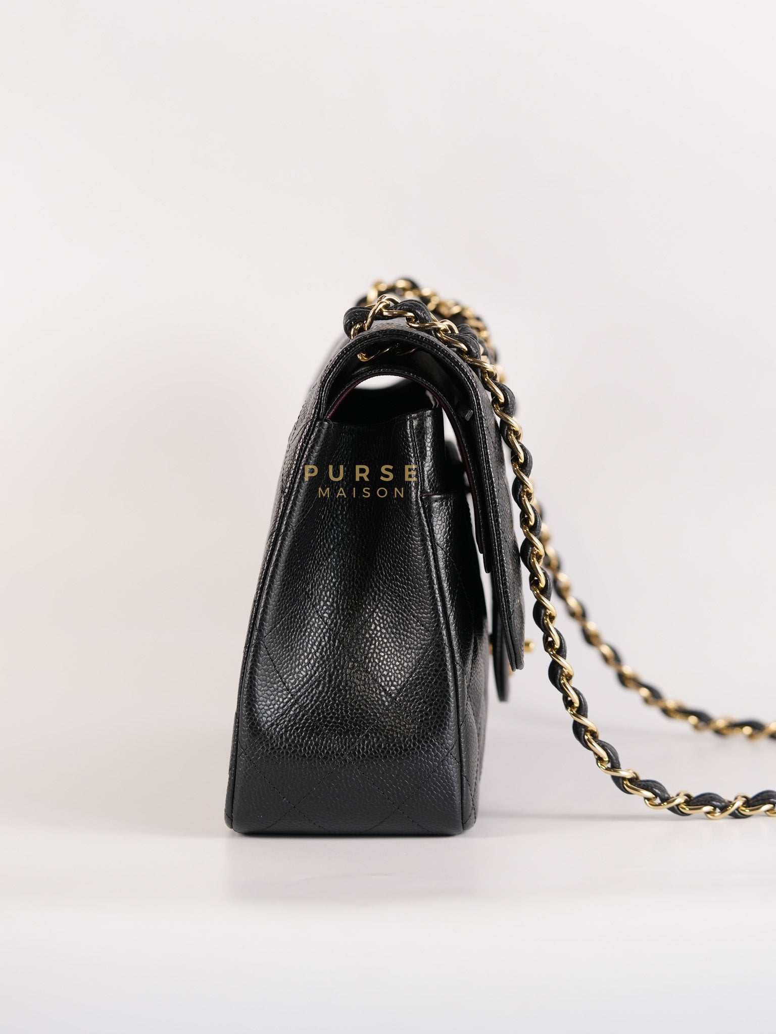 Classic Double Flap Jumbo In Black Caviar Leather & Gold Hardware Series 18 | Purse Maison Luxury Bags Shop