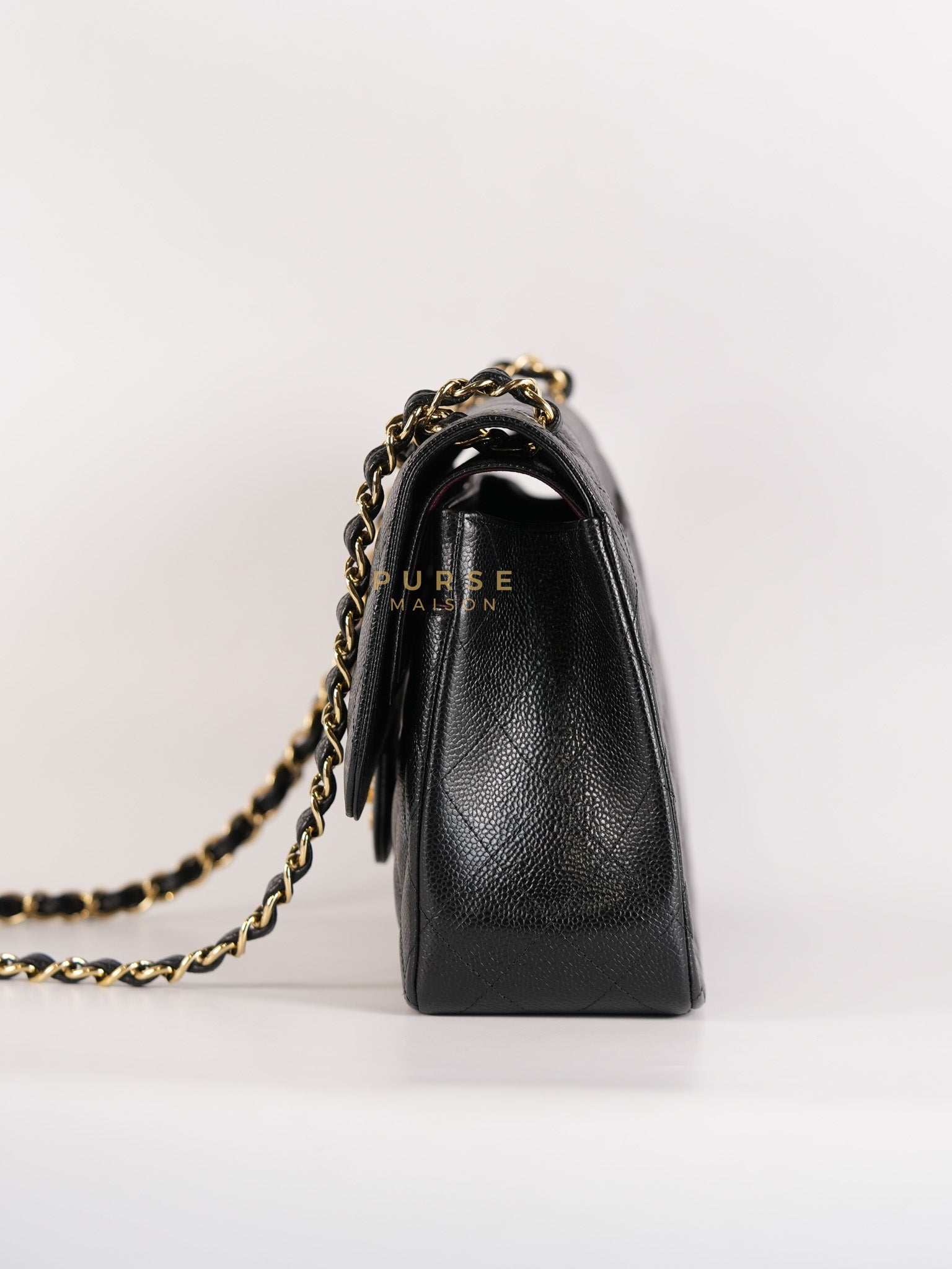 Classic Double Flap Jumbo In Black Caviar Leather & Gold Hardware Series 18 | Purse Maison Luxury Bags Shop
