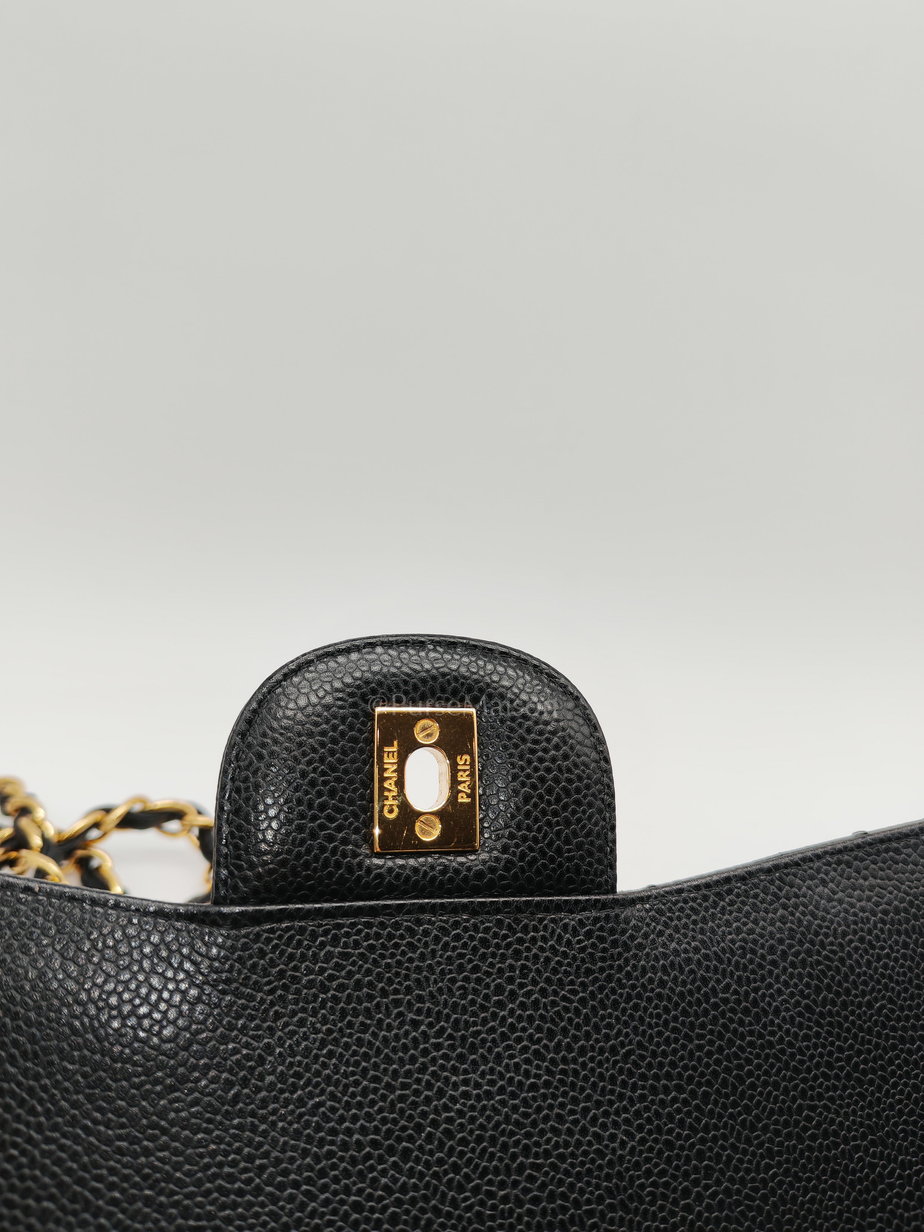Classic Double Flap Jumbo in Black Caviar Leather & Gold Hardware Series 22 | Purse Maison Luxury Bags Shop