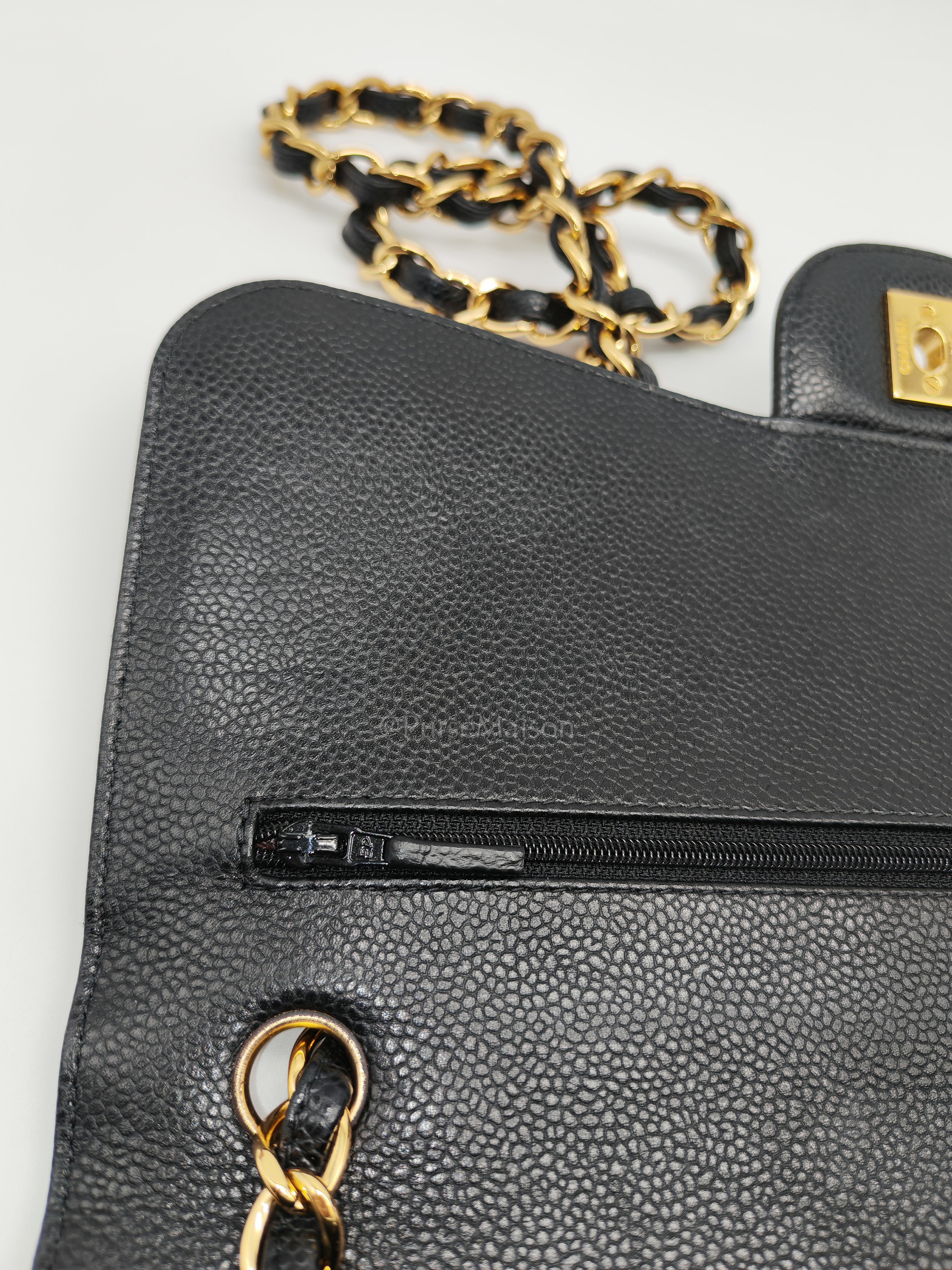 Classic Double Flap Jumbo in Black Caviar Leather & Gold Hardware Series 22 | Purse Maison Luxury Bags Shop