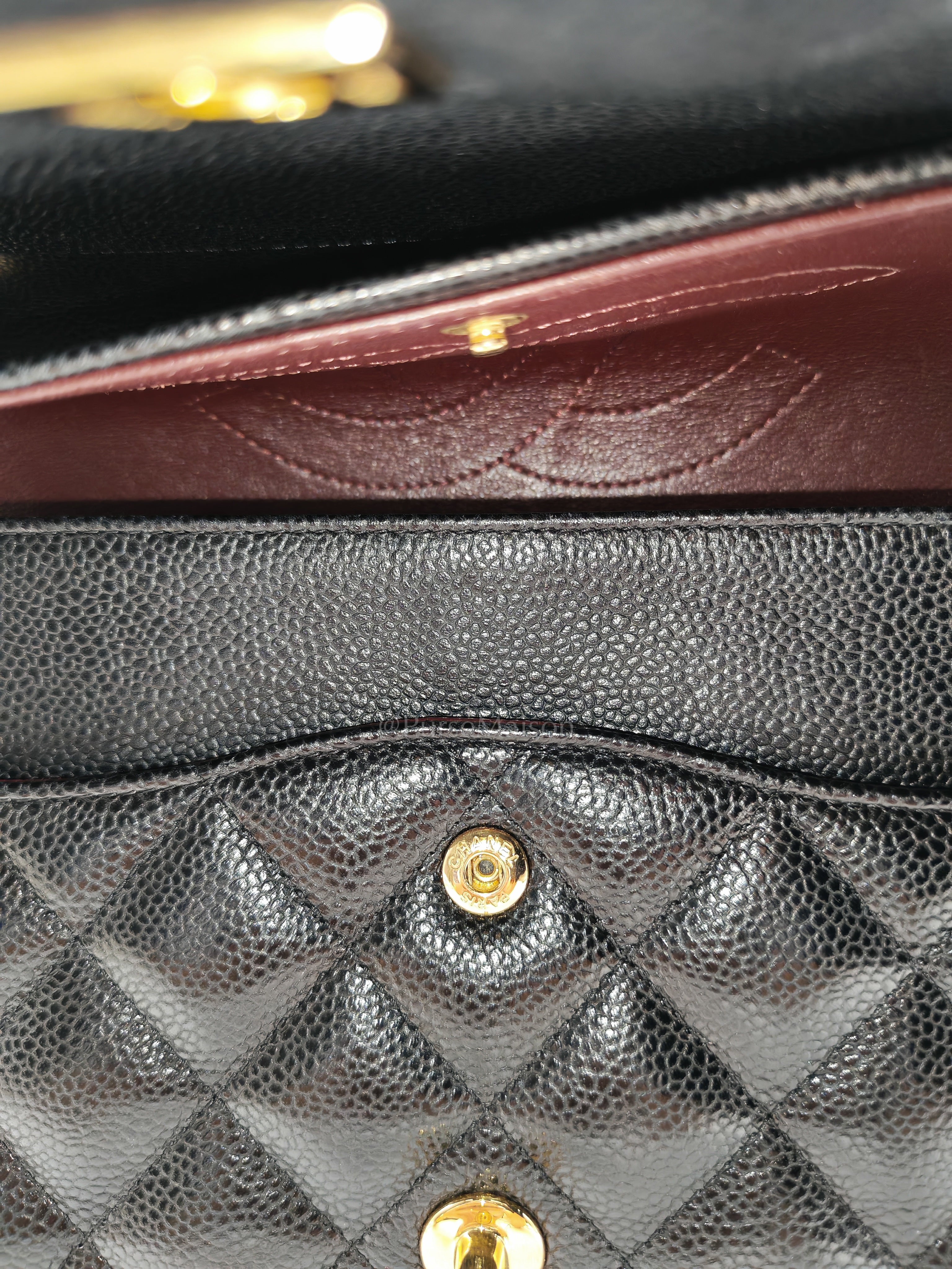 Classic Double Flap Jumbo in Black Caviar Leather & Gold Hardware Series 22 | Purse Maison Luxury Bags Shop