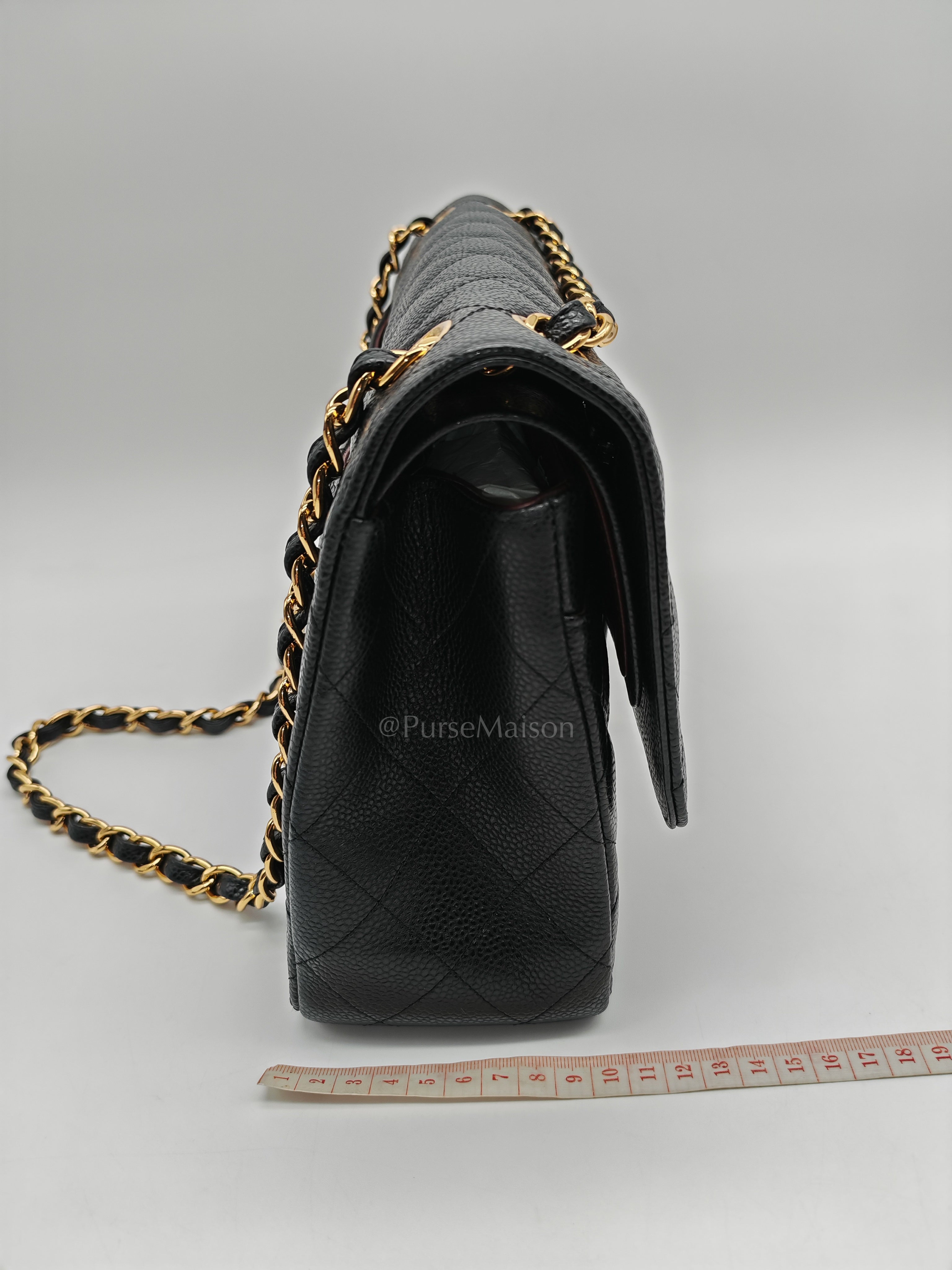 Classic Double Flap Jumbo in Black Caviar Leather & Gold Hardware Series 22 | Purse Maison Luxury Bags Shop