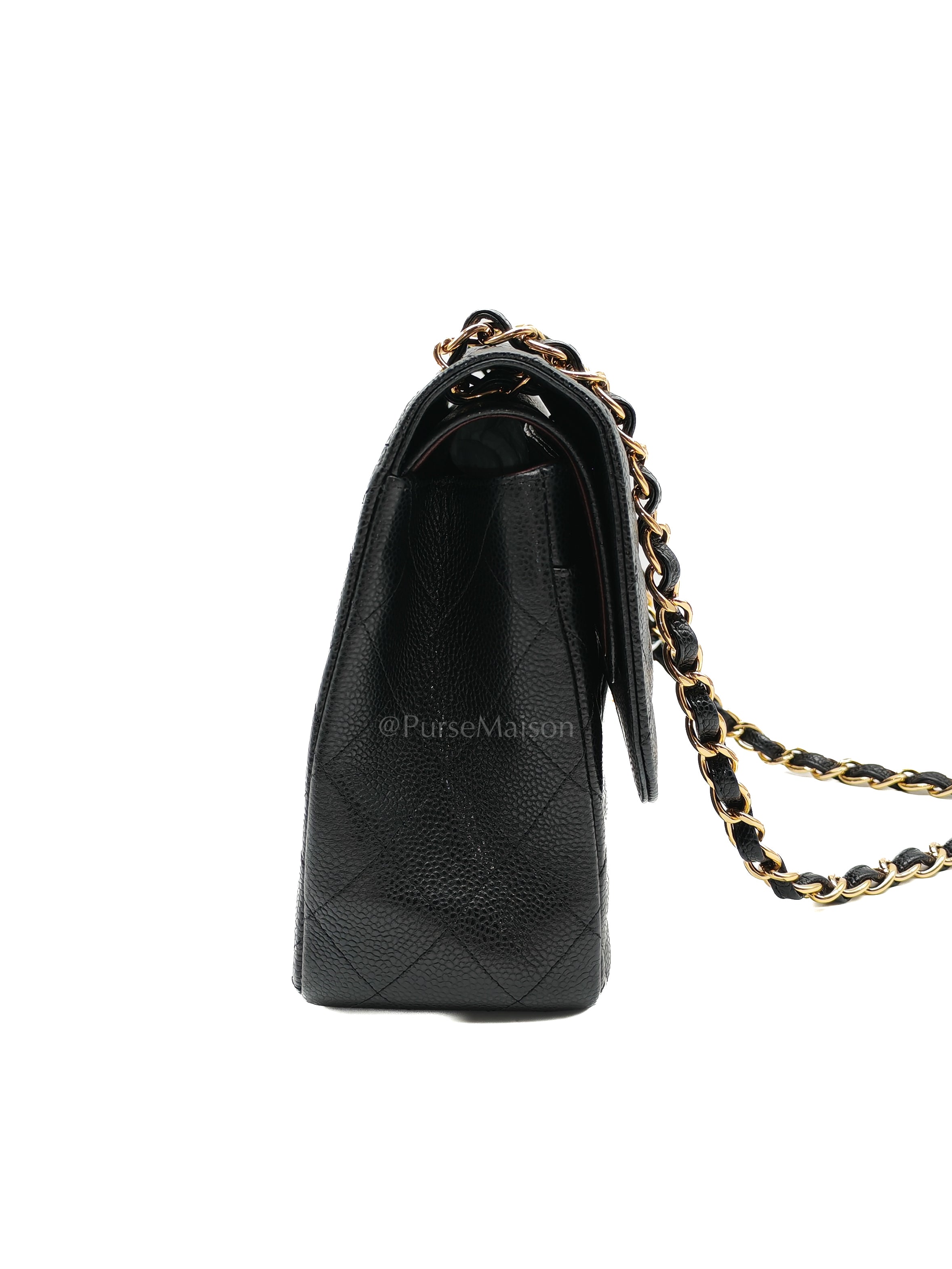 Classic Double Flap Jumbo in Black Caviar Leather & Gold Hardware Series 22 | Purse Maison Luxury Bags Shop