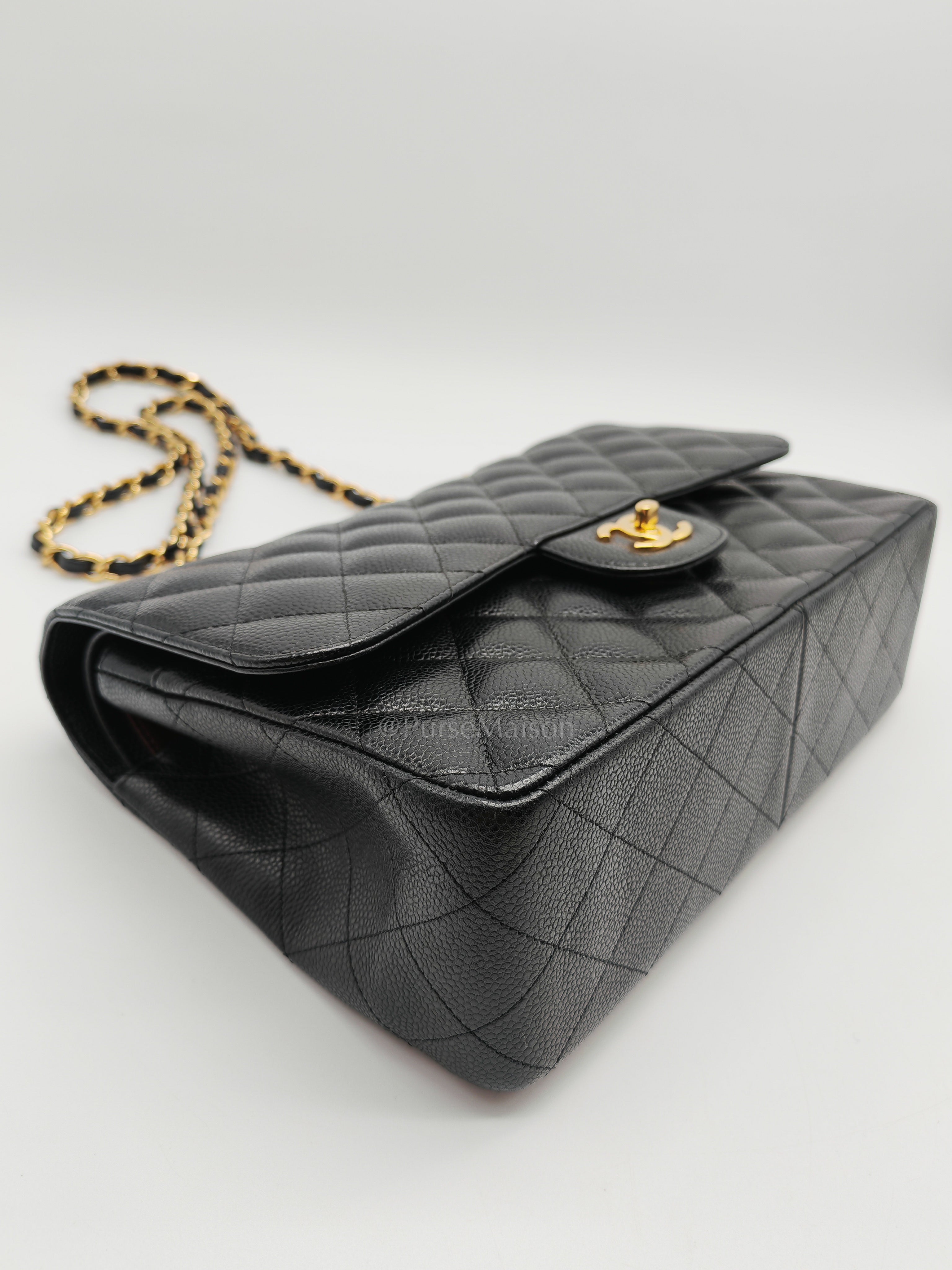 Classic Double Flap Jumbo in Black Caviar Leather & Gold Hardware Series 22 | Purse Maison Luxury Bags Shop