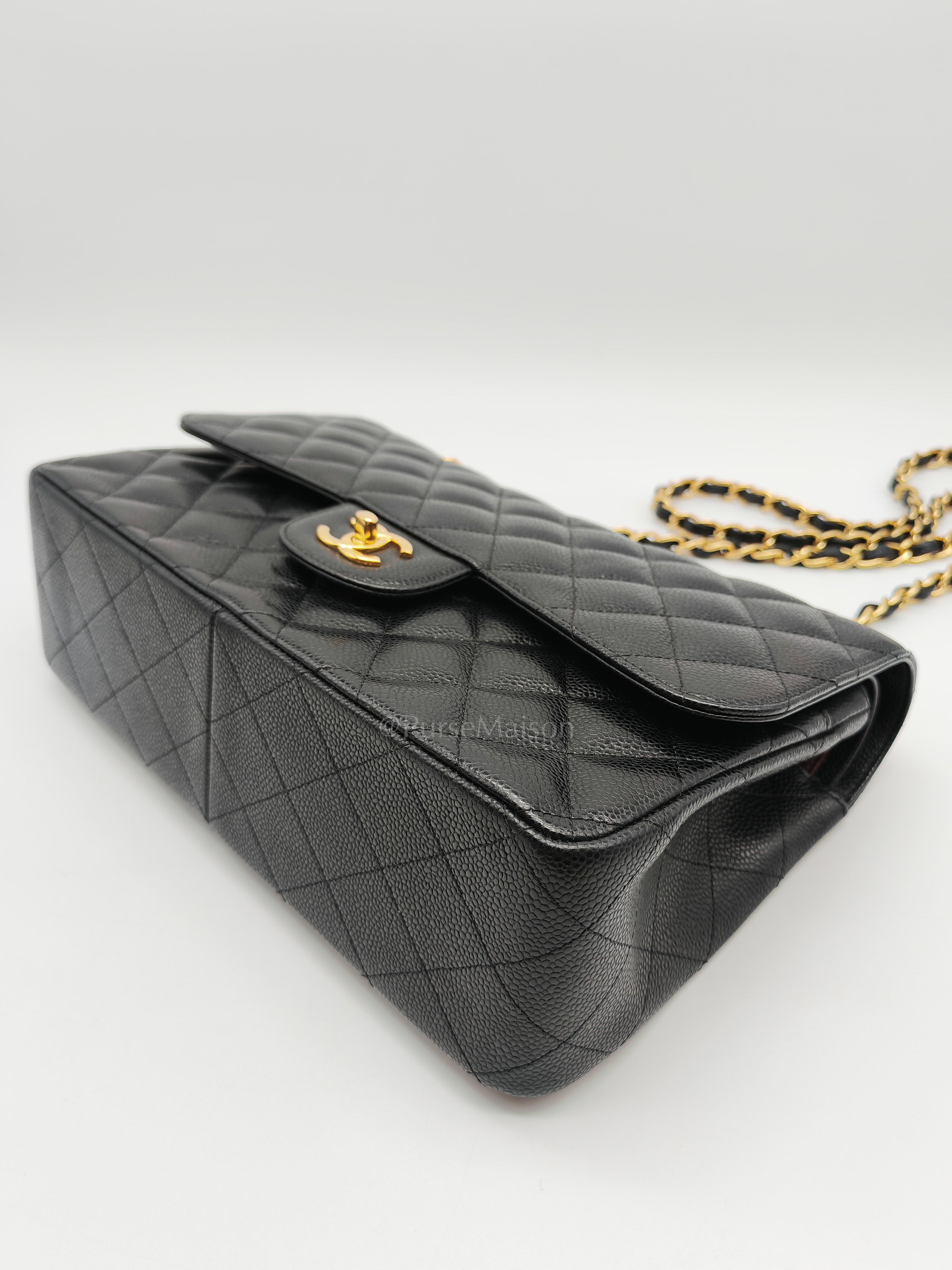 Classic Double Flap Jumbo in Black Caviar Leather & Gold Hardware Series 22 | Purse Maison Luxury Bags Shop