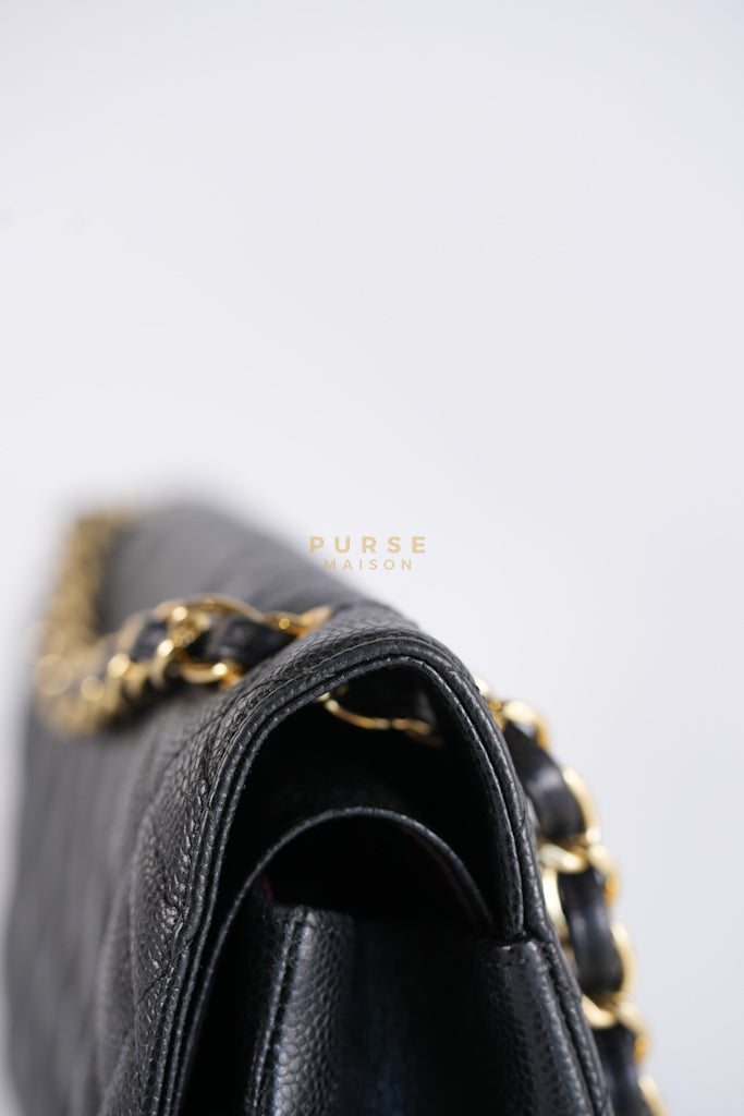 Classic Double Flap Jumbo in Black Caviar Leather in Gold Hardware (Series 19) | Purse Maison Luxury Bags Shop