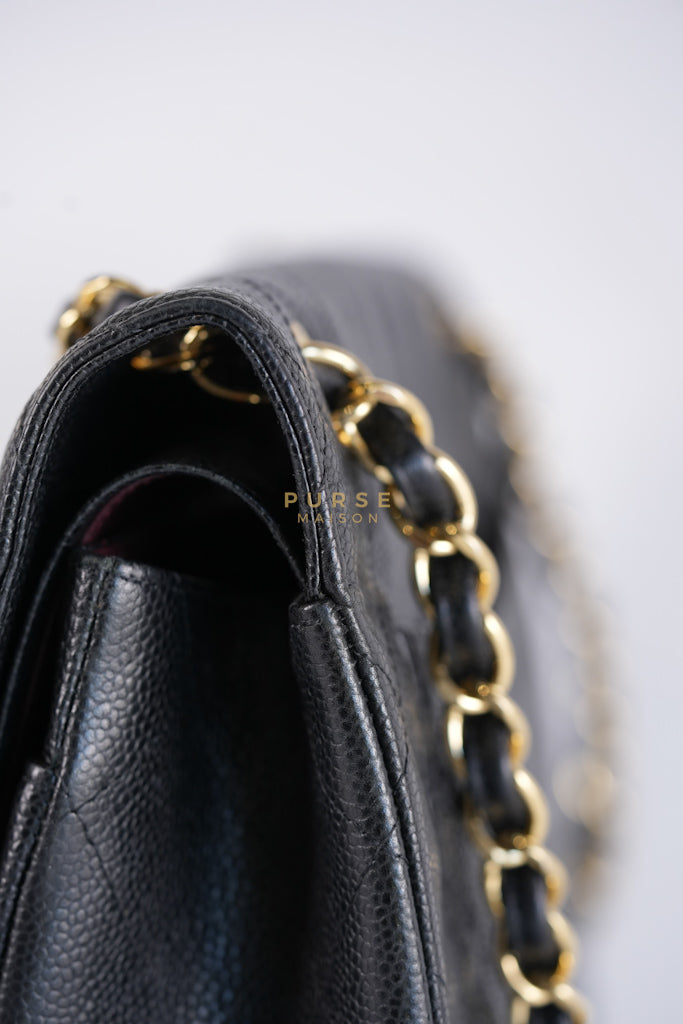 Classic Double Flap Jumbo in Black Caviar Leather in Gold Hardware (Series 19) | Purse Maison Luxury Bags Shop