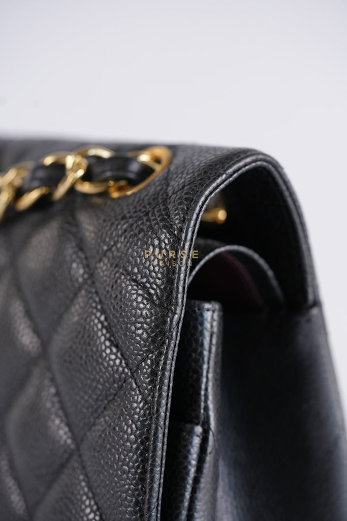Classic Double Flap Jumbo in Black Caviar Leather in Gold Hardware (Series 19) | Purse Maison Luxury Bags Shop