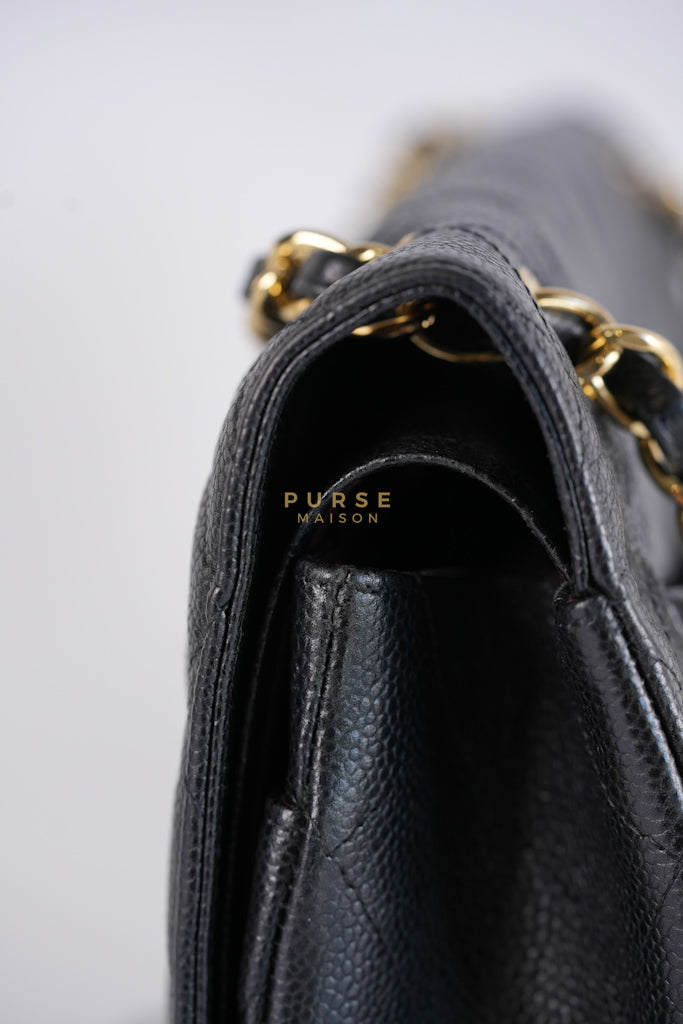 Classic Double Flap Jumbo in Black Caviar Leather in Gold Hardware (Series 19) | Purse Maison Luxury Bags Shop