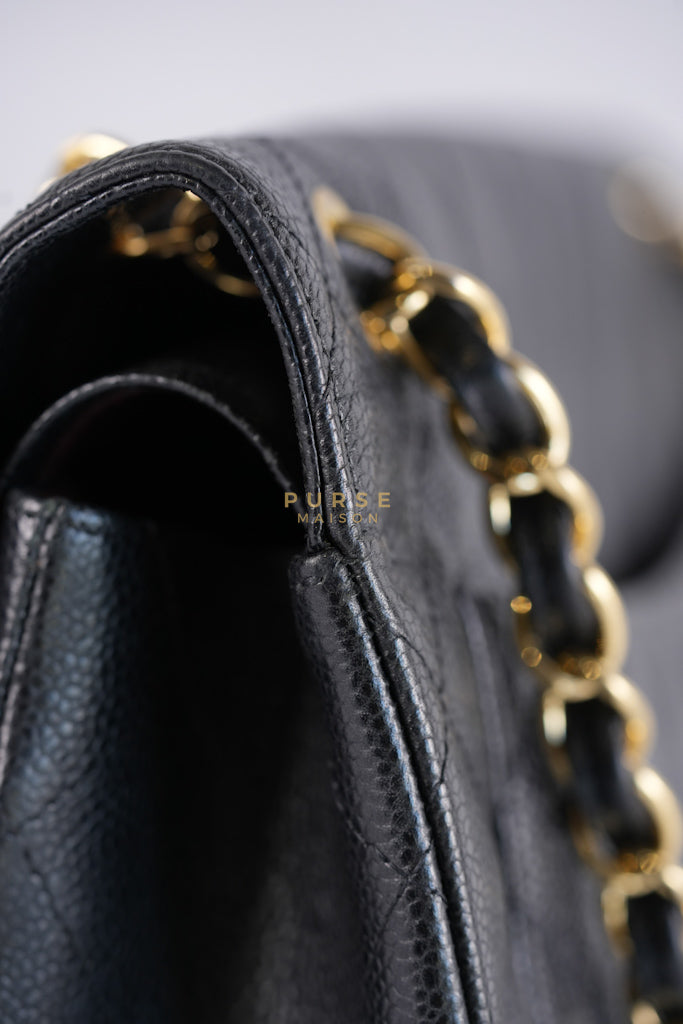 Classic Double Flap Jumbo in Black Caviar Leather in Gold Hardware (Series 19) | Purse Maison Luxury Bags Shop