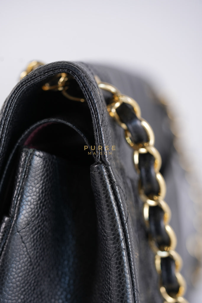 Classic Double Flap Jumbo in Black Caviar Leather in Gold Hardware (Series 19) | Purse Maison Luxury Bags Shop
