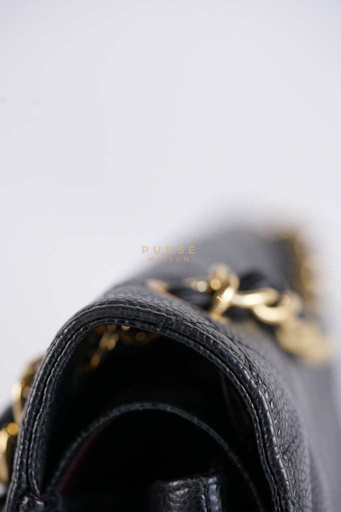 Classic Double Flap Jumbo in Black Caviar Leather in Gold Hardware (Series 19) | Purse Maison Luxury Bags Shop