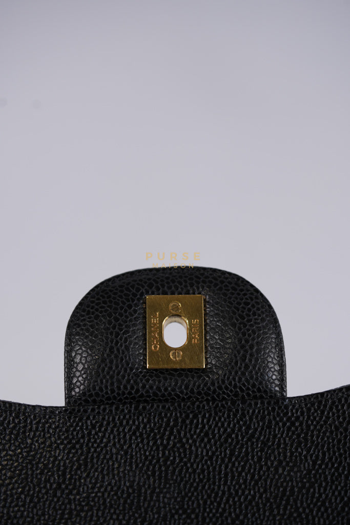 Classic Double Flap Jumbo in Black Caviar Leather in Gold Hardware (Series 19) | Purse Maison Luxury Bags Shop