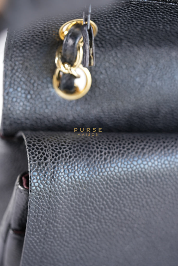 Classic Double Flap Jumbo in Black Caviar Leather in Gold Hardware (Series 19) | Purse Maison Luxury Bags Shop