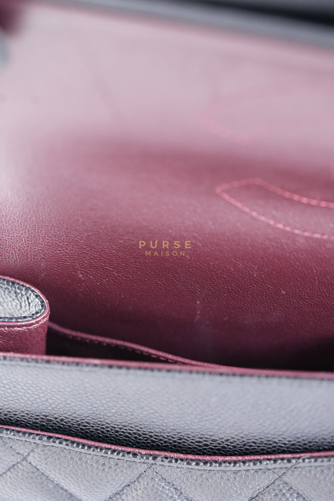 Classic Double Flap Jumbo in Black Caviar Leather in Gold Hardware (Series 19) | Purse Maison Luxury Bags Shop