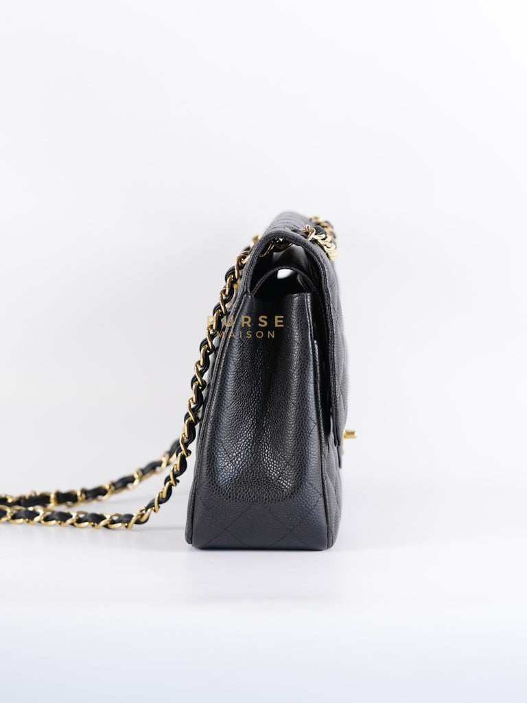 Classic Double Flap Jumbo in Black Caviar Leather in Gold Hardware (Series 19) | Purse Maison Luxury Bags Shop