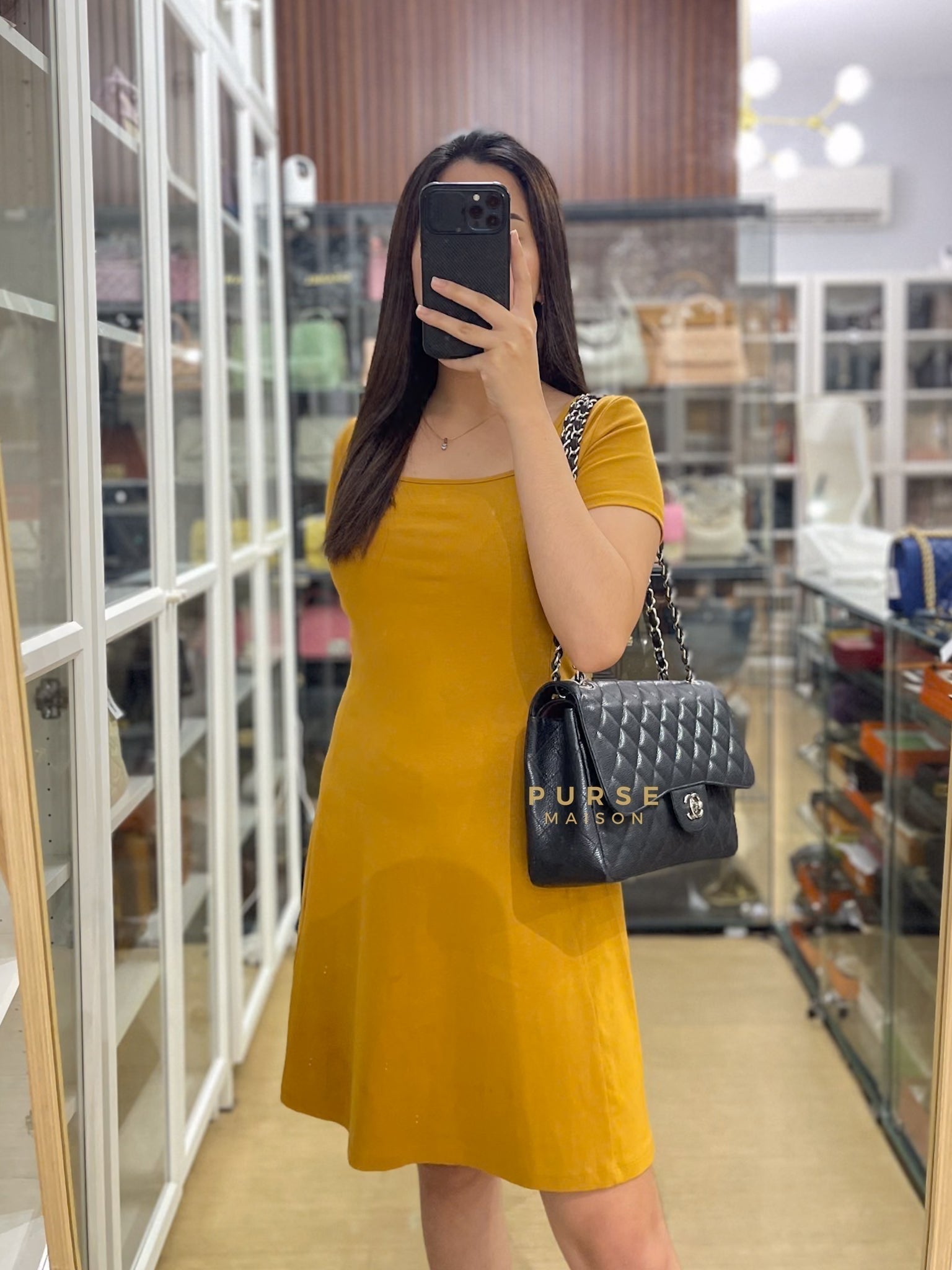 Classic Double Flap Jumbo in Black Caviar Leather in Gold Hardware (Series 19) | Purse Maison Luxury Bags Shop