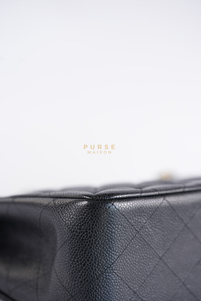 Classic Double Flap Jumbo in Black Caviar Leather in Gold Hardware (Series 19) | Purse Maison Luxury Bags Shop