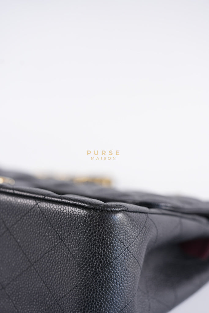 Classic Double Flap Jumbo in Black Caviar Leather in Gold Hardware (Series 19) | Purse Maison Luxury Bags Shop