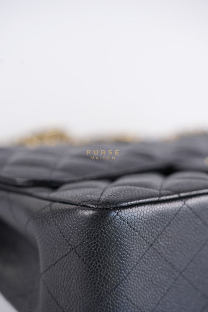 Classic Double Flap Jumbo in Black Caviar Leather in Gold Hardware (Series 19) | Purse Maison Luxury Bags Shop