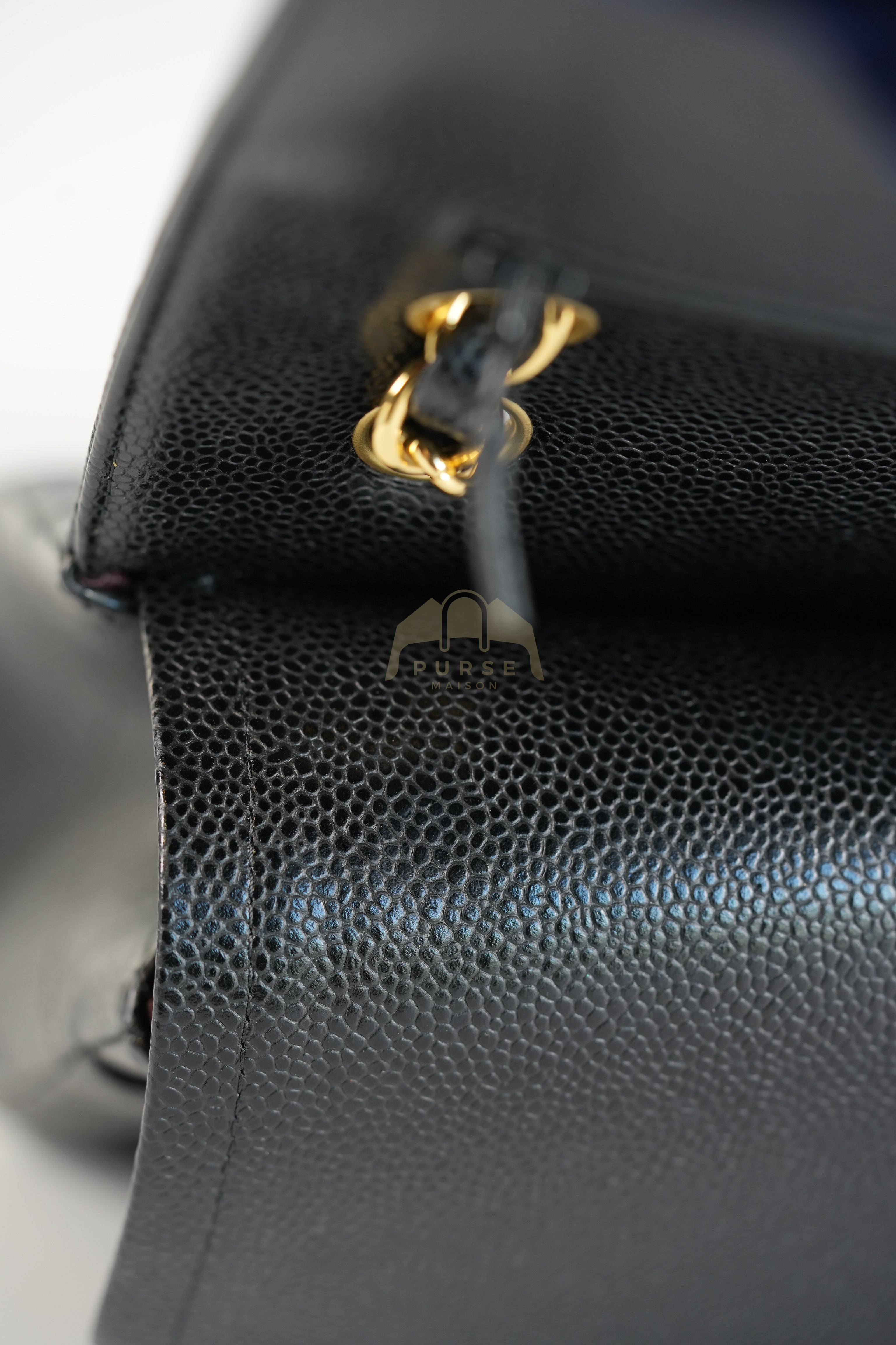 Classic Double Flap Jumbo in Black Quilted Caviar Leather and Gold Hardware Series 26 | Purse Maison Luxury Bags Shop