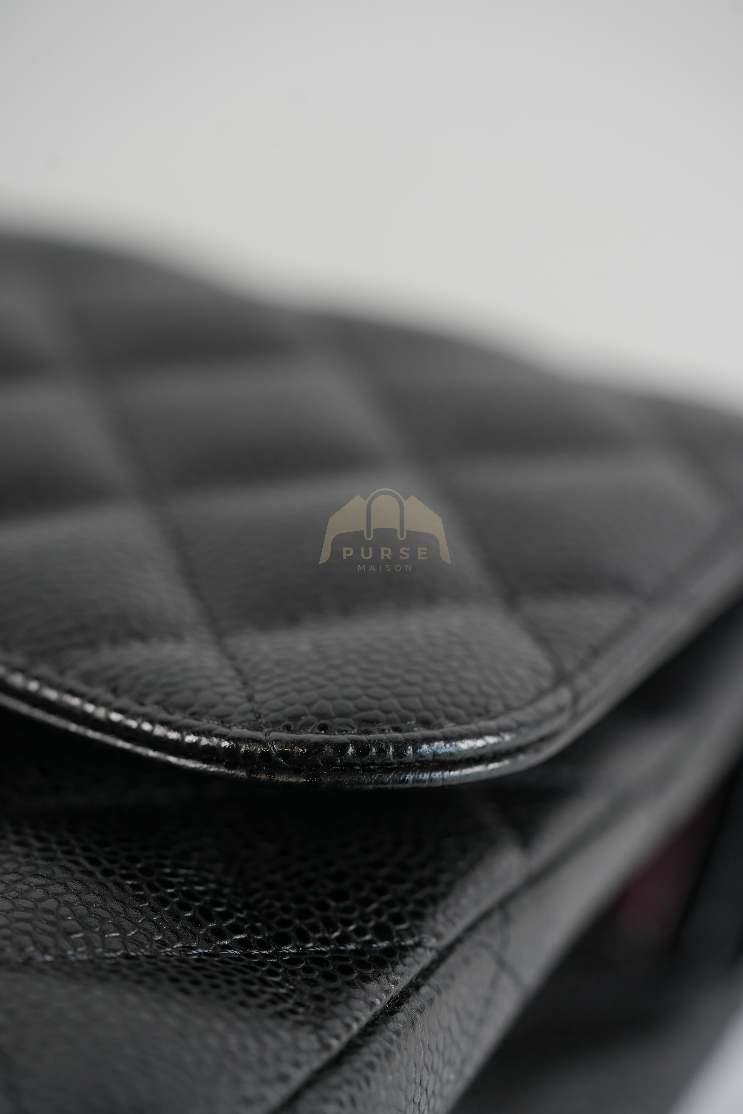 Classic Double Flap Jumbo in Black Quilted Caviar Leather and Gold Hardware Series 26 | Purse Maison Luxury Bags Shop