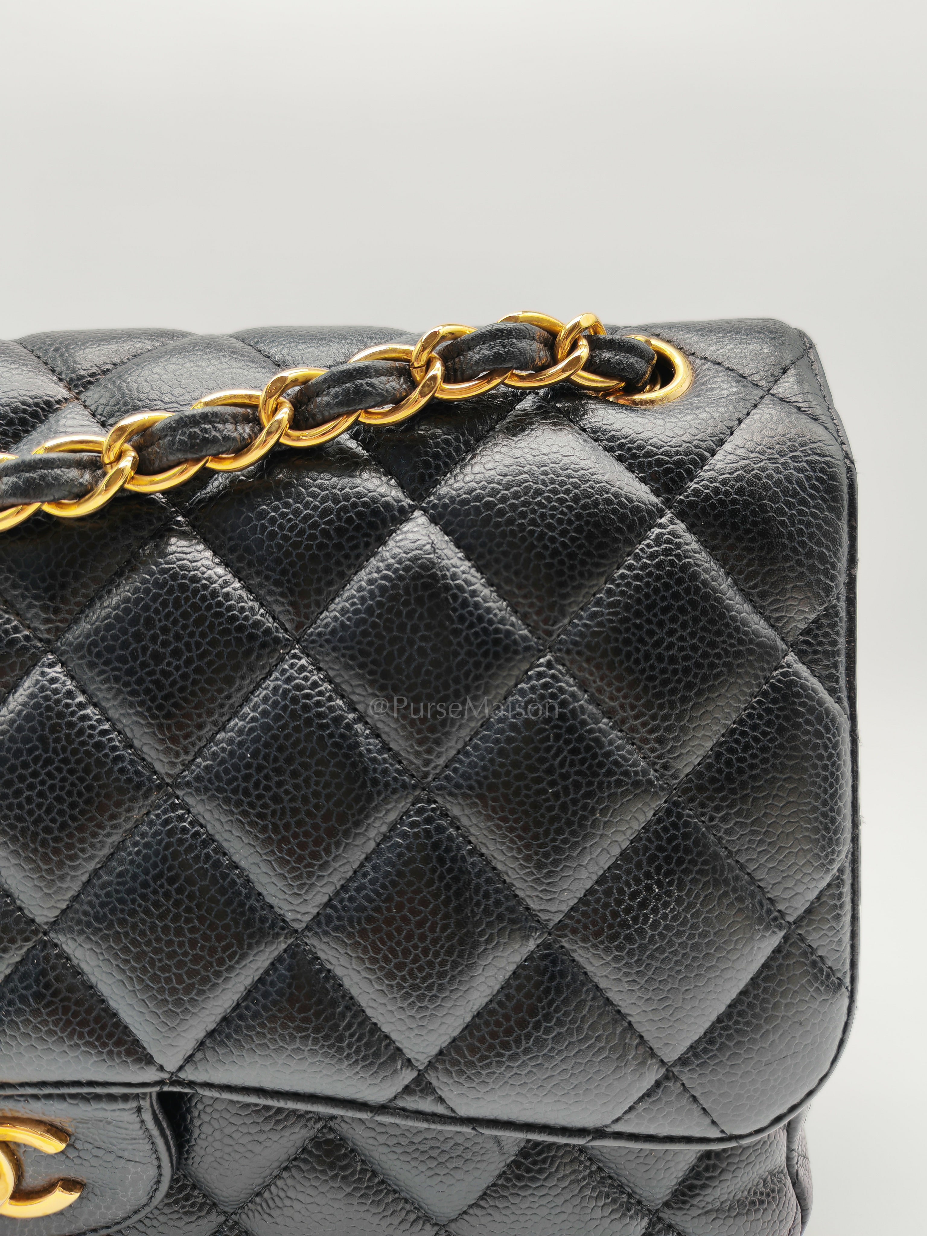 Classic Double Flap Jumbo in Black Quilted Caviar Leather & Gold Hardware Series 16 | Purse Maison Luxury Bags Shop