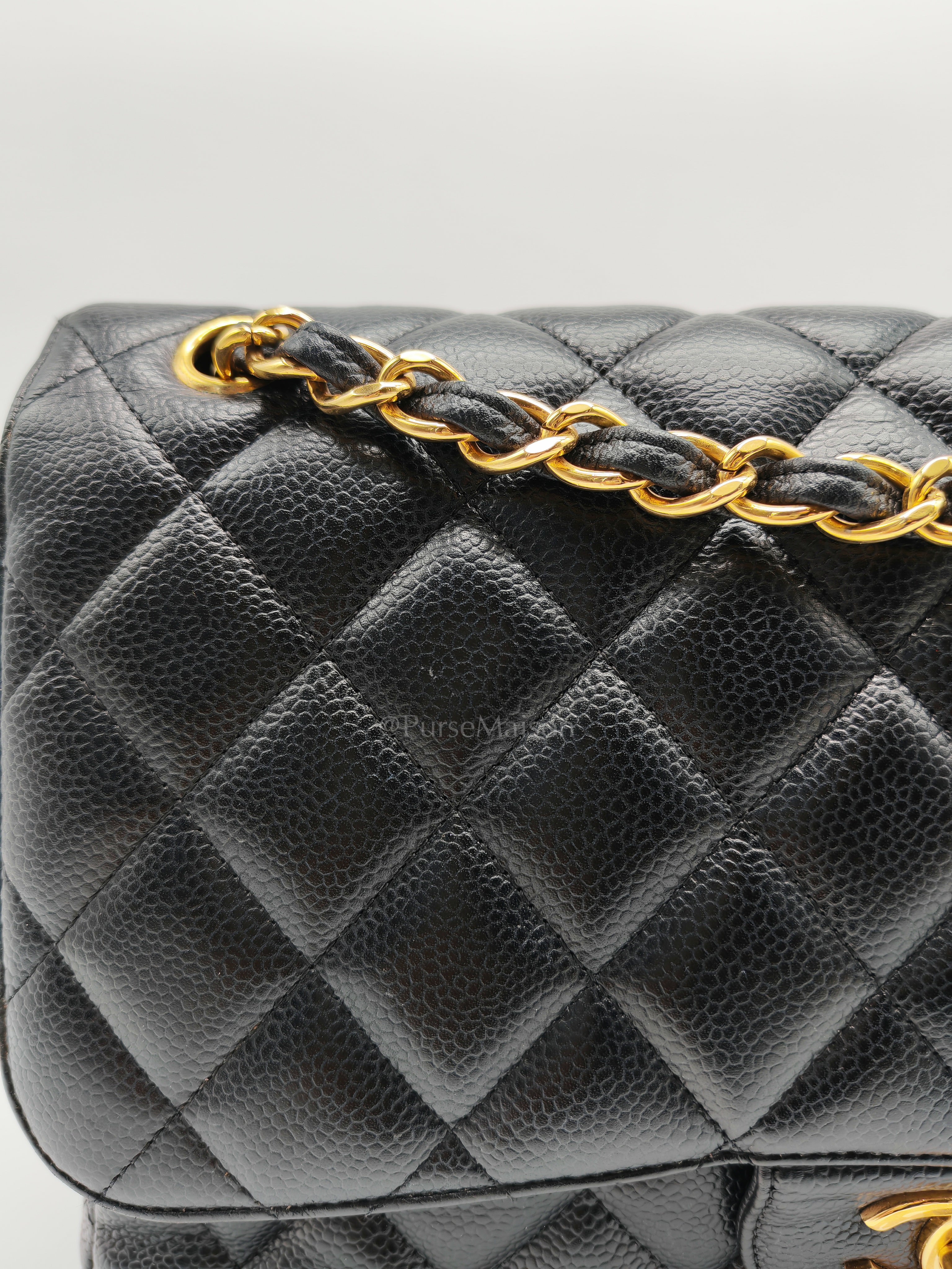 Classic Double Flap Jumbo in Black Quilted Caviar Leather & Gold Hardware Series 16 | Purse Maison Luxury Bags Shop