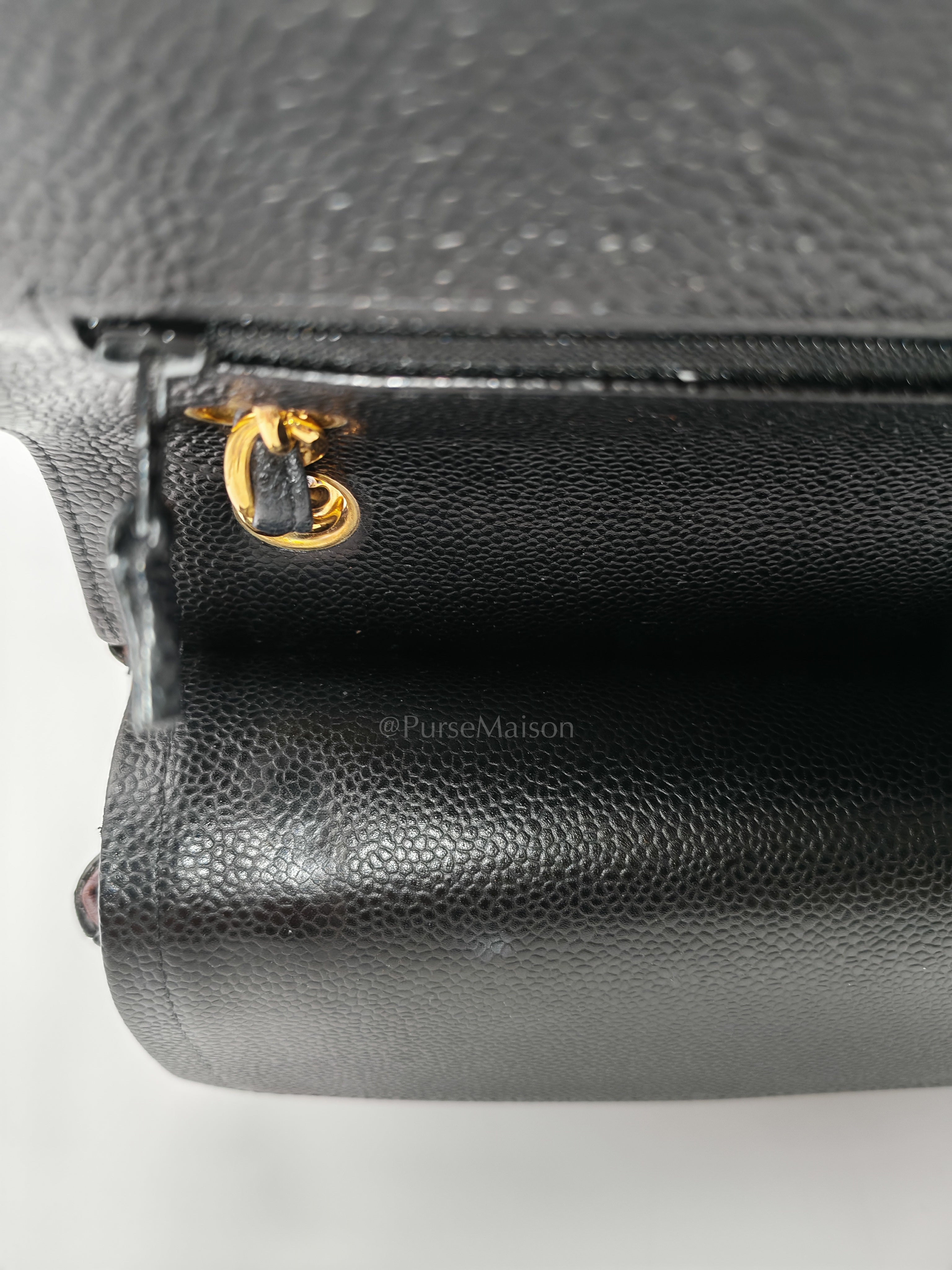 Classic Double Flap Jumbo in Black Quilted Caviar Leather & Gold Hardware Series 16 | Purse Maison Luxury Bags Shop