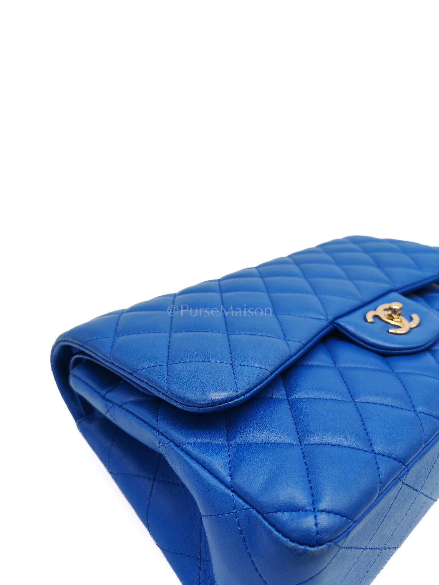 Classic Double Flap Jumbo in Royal Blue Quilted Lambskin Leather and Light Gold Hardware Series 21 | Purse Maison Luxury Bags Shop