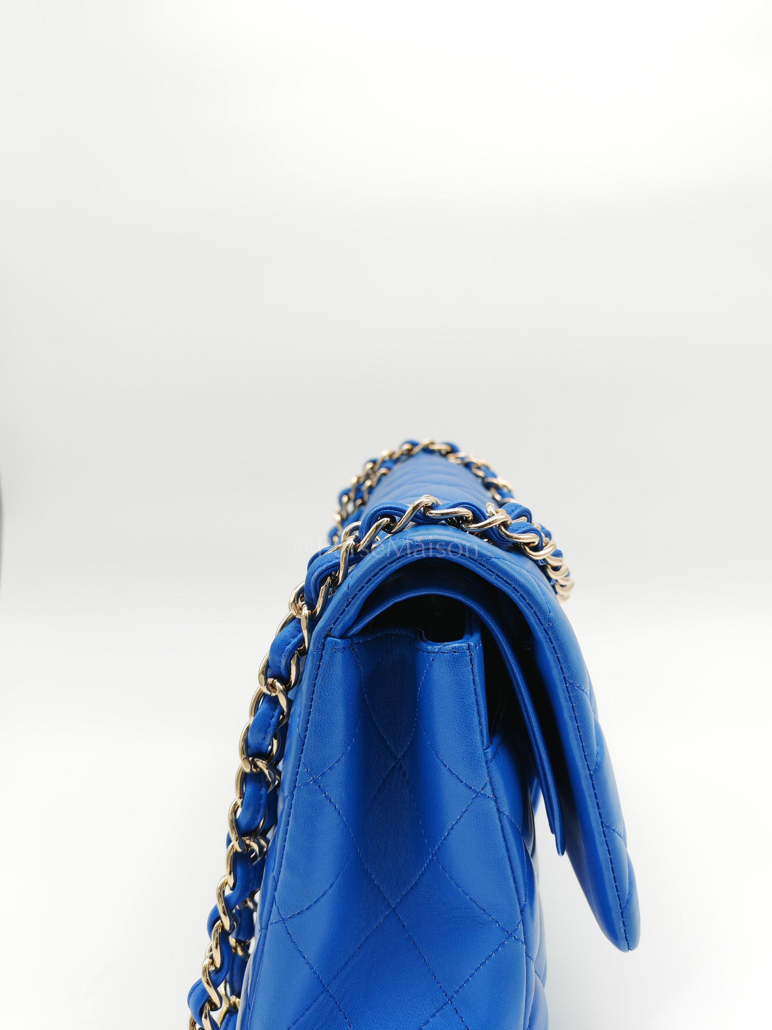 Classic Double Flap Jumbo in Royal Blue Quilted Lambskin Leather and Light Gold Hardware Series 21 | Purse Maison Luxury Bags Shop