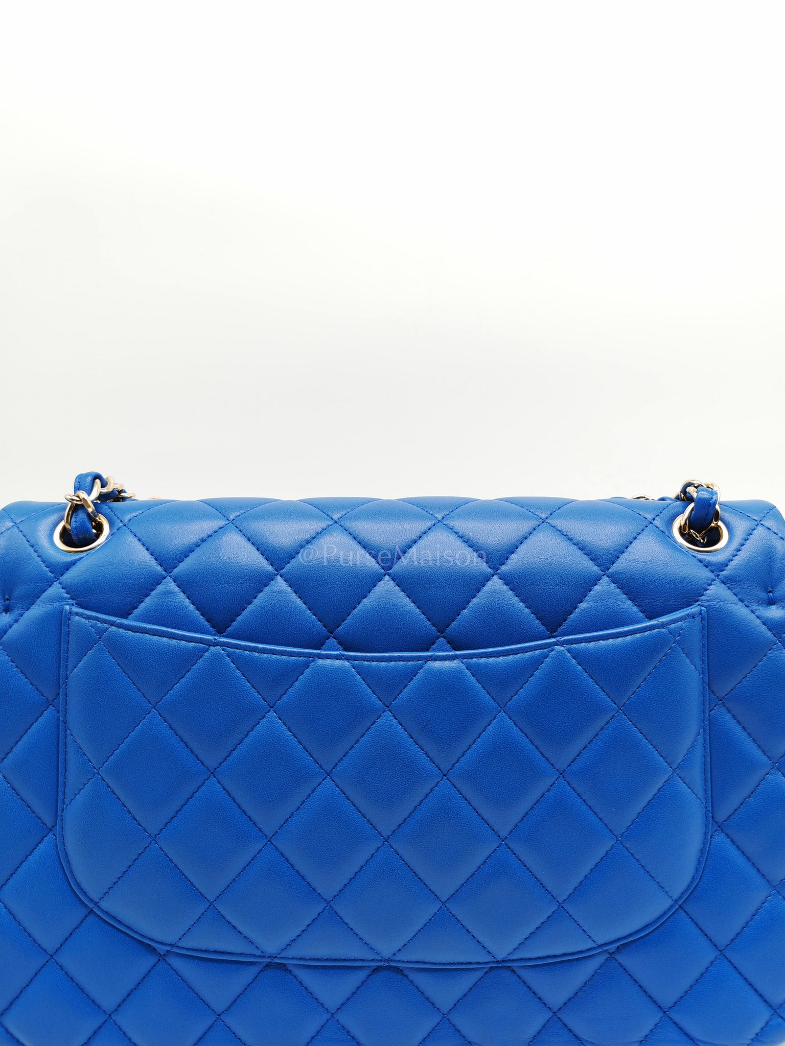 Classic Double Flap Jumbo in Royal Blue Quilted Lambskin Leather and Light Gold Hardware Series 21 | Purse Maison Luxury Bags Shop
