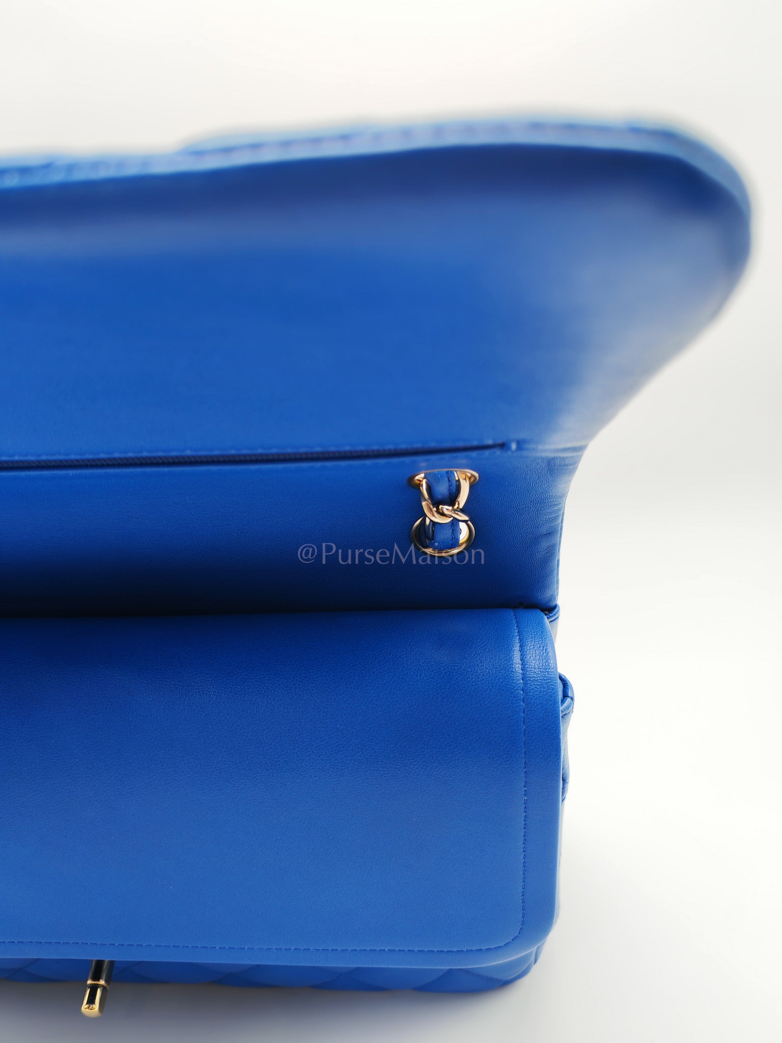 Classic Double Flap Jumbo in Royal Blue Quilted Lambskin Leather and Light Gold Hardware Series 21 | Purse Maison Luxury Bags Shop