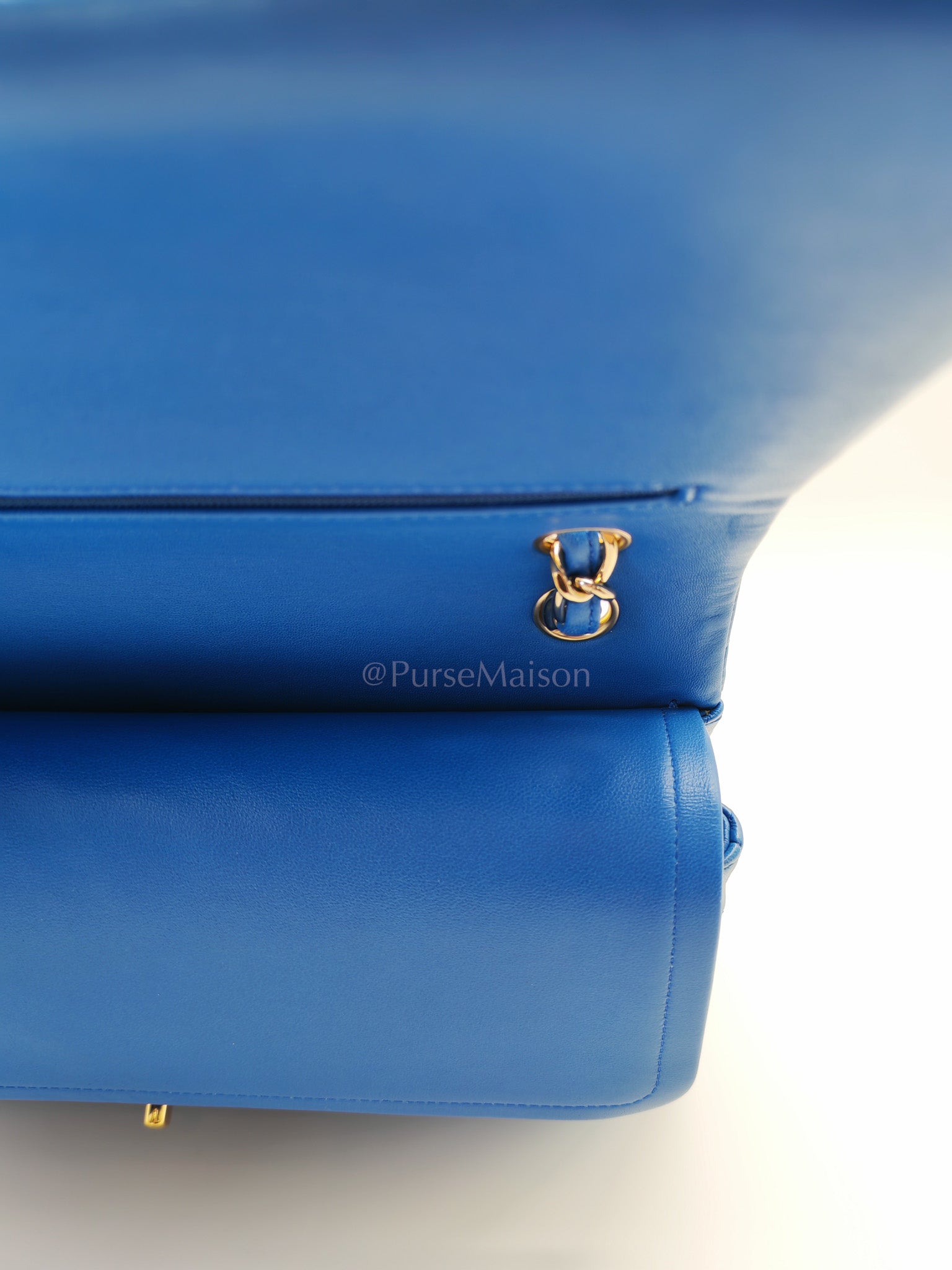Classic Double Flap Jumbo in Royal Blue Quilted Lambskin Leather and Light Gold Hardware Series 21 | Purse Maison Luxury Bags Shop