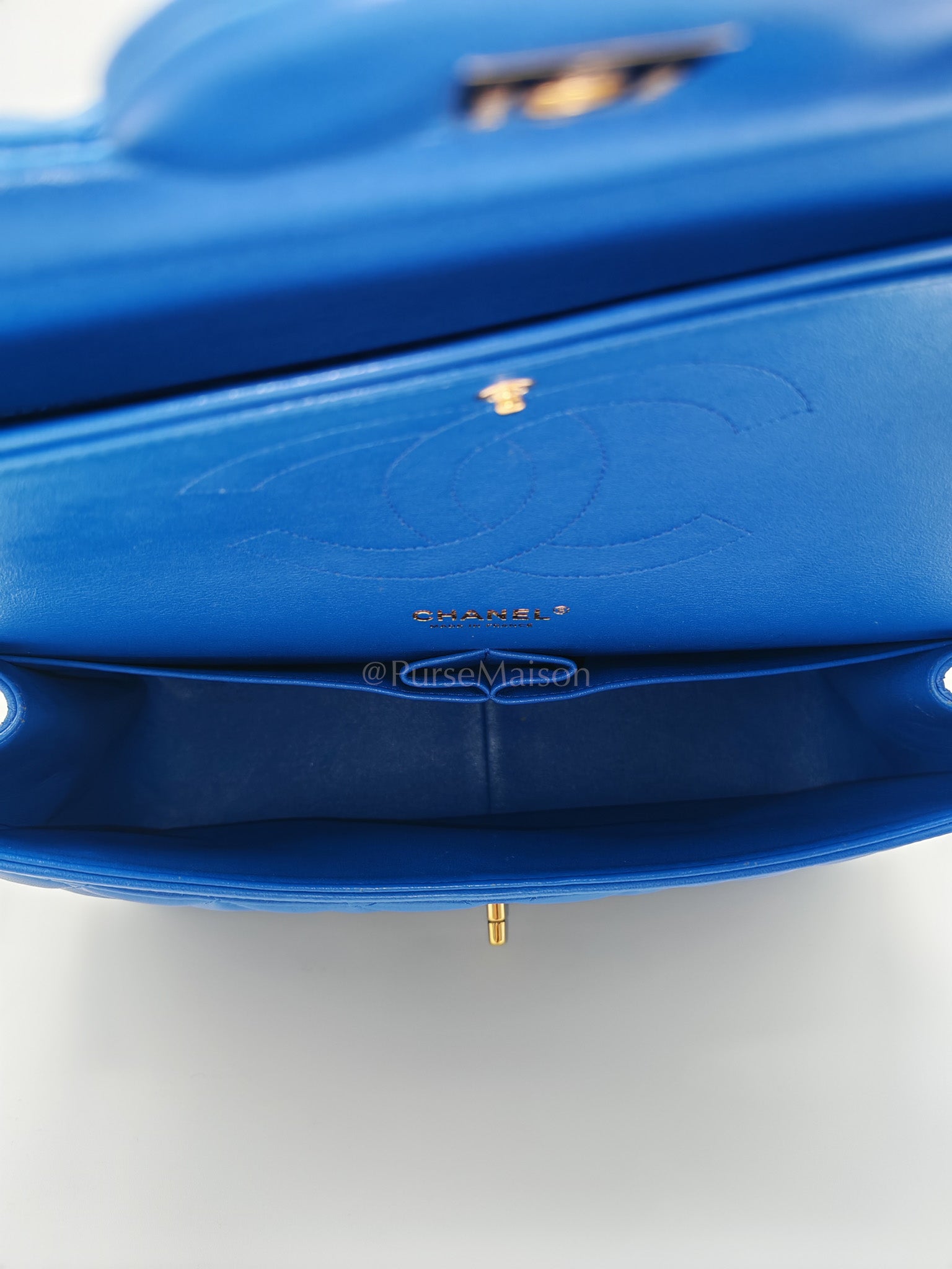 Classic Double Flap Jumbo in Royal Blue Quilted Lambskin Leather and Light Gold Hardware Series 21 | Purse Maison Luxury Bags Shop