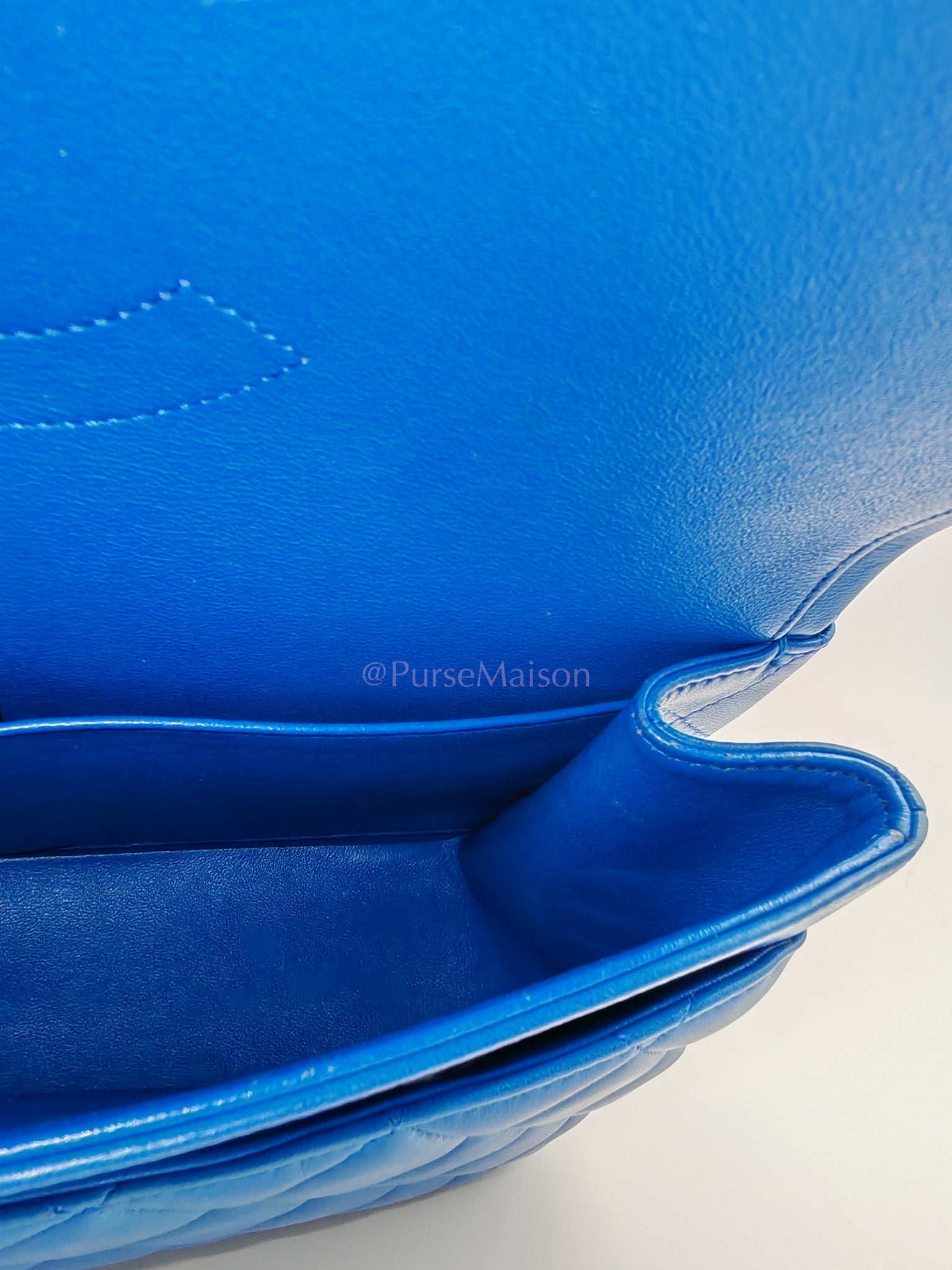 Classic Double Flap Jumbo in Royal Blue Quilted Lambskin Leather and Light Gold Hardware Series 21 | Purse Maison Luxury Bags Shop