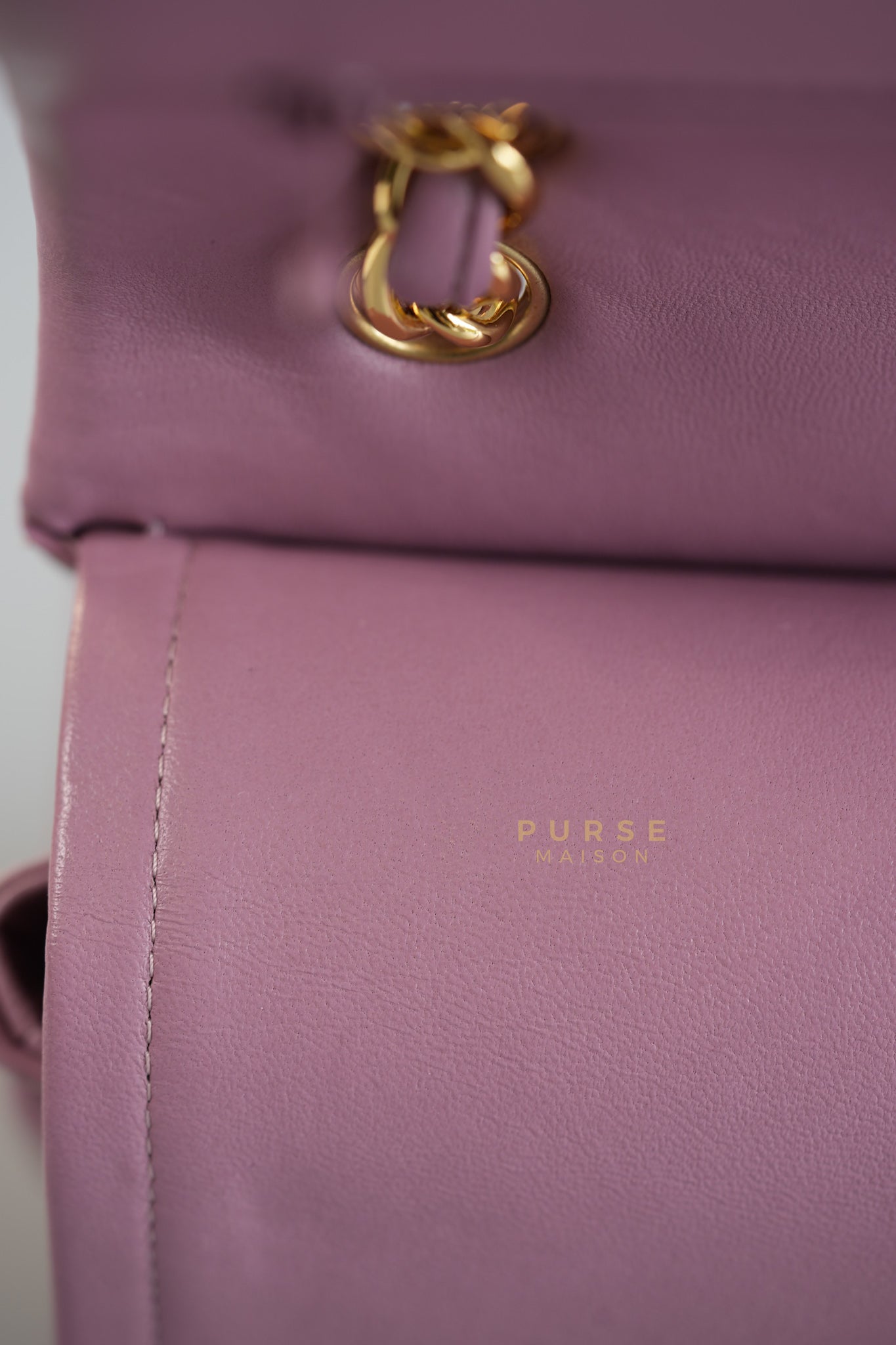 Classic Double Flap Jumbo Mauve Lambskin Leather and Gold Hardware Series 21 | Purse Maison Luxury Bags Shop