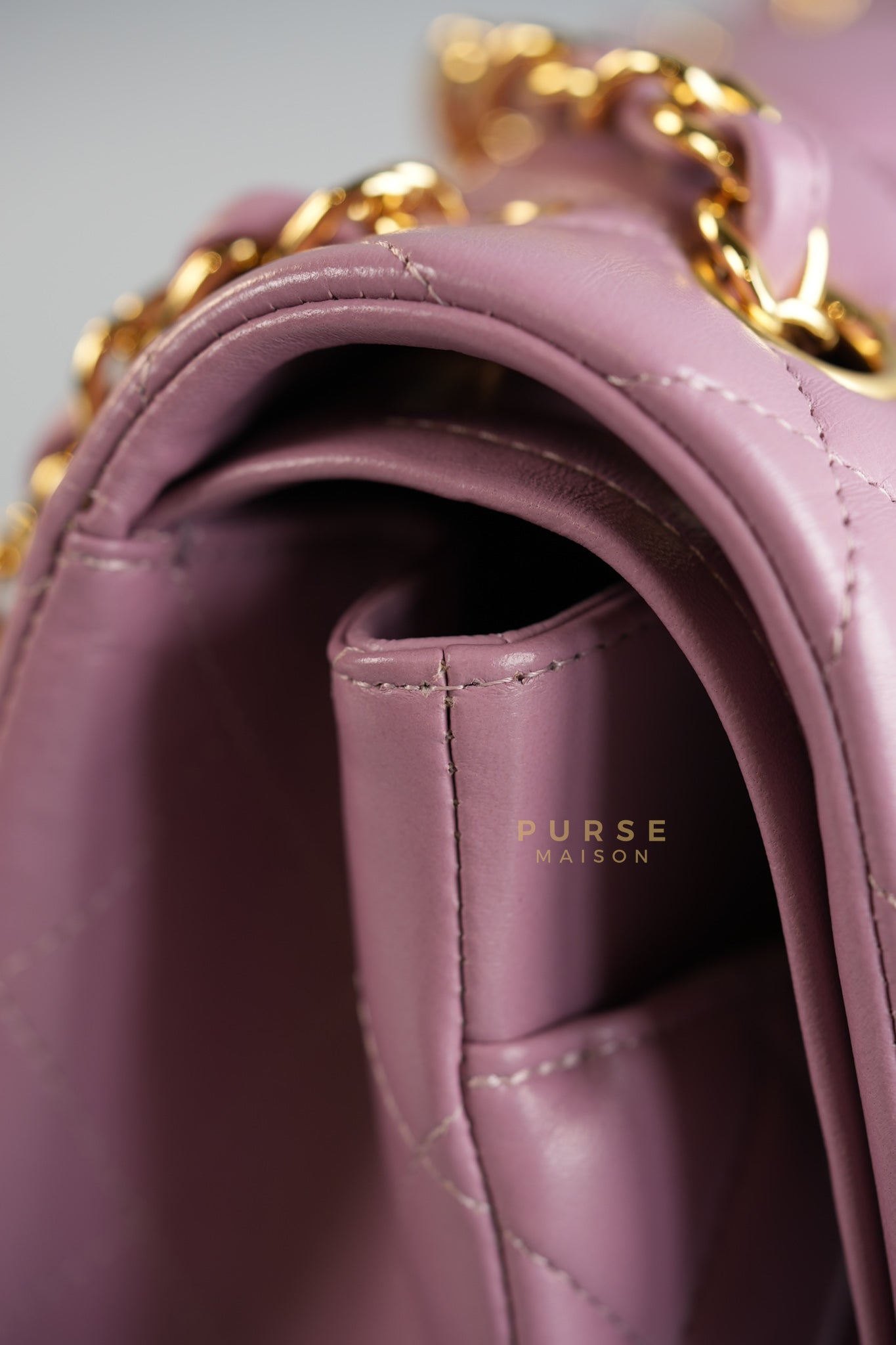 Classic Double Flap Jumbo Mauve Lambskin Leather and Gold Hardware Series 21 | Purse Maison Luxury Bags Shop