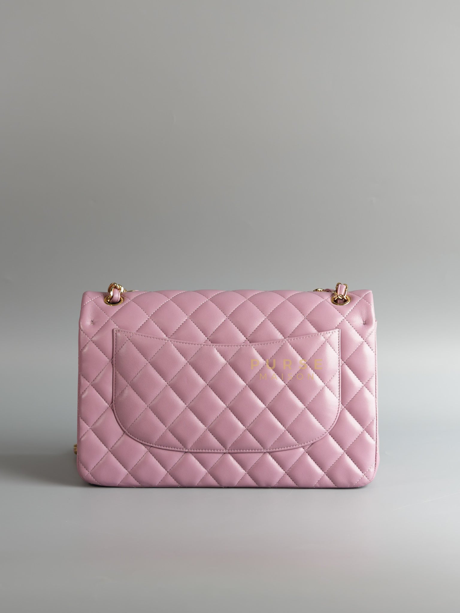 Classic Double Flap Jumbo Mauve Lambskin Leather and Gold Hardware Series 21 | Purse Maison Luxury Bags Shop