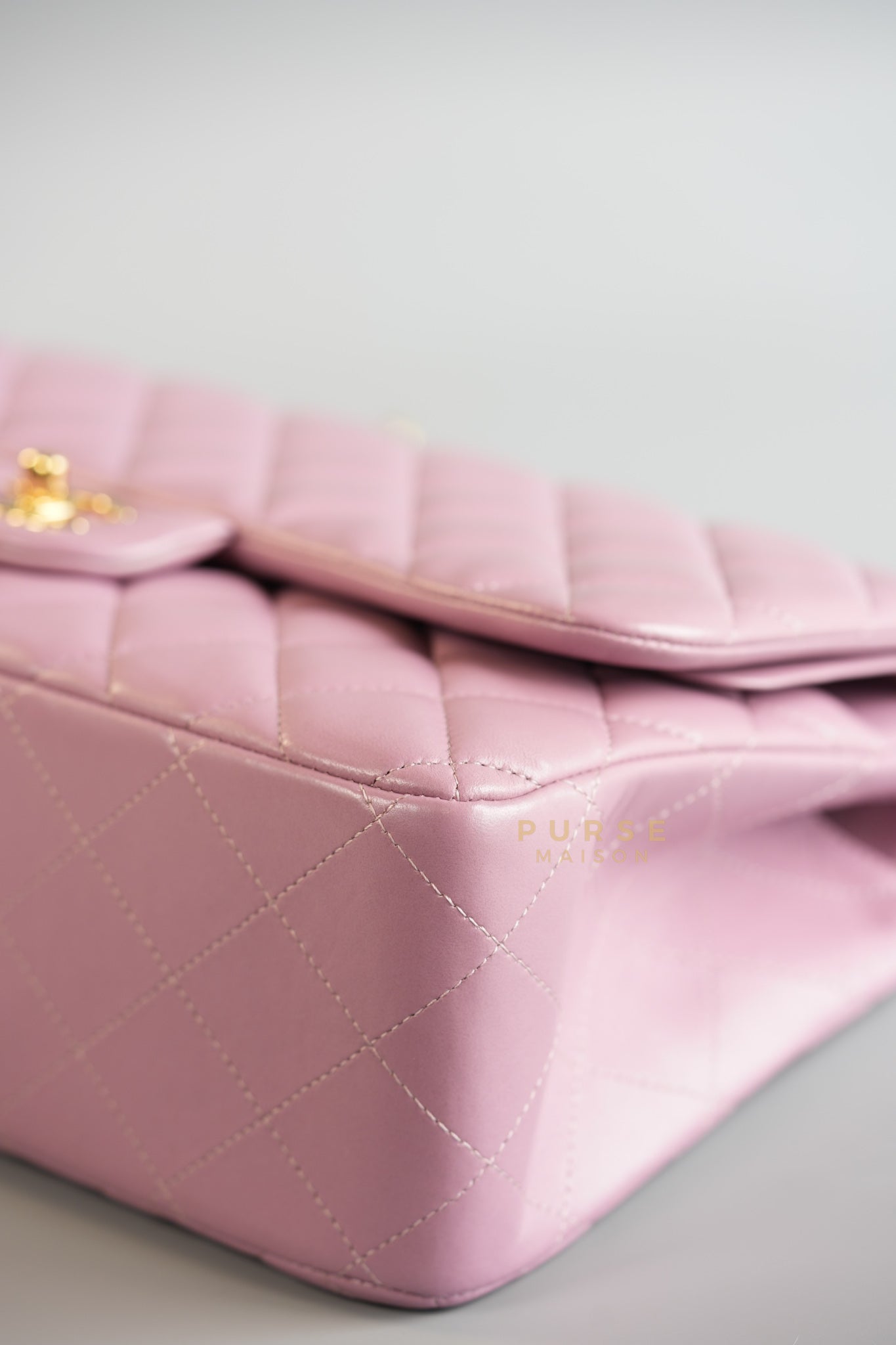 Classic Double Flap Jumbo Mauve Lambskin Leather and Gold Hardware Series 21 | Purse Maison Luxury Bags Shop