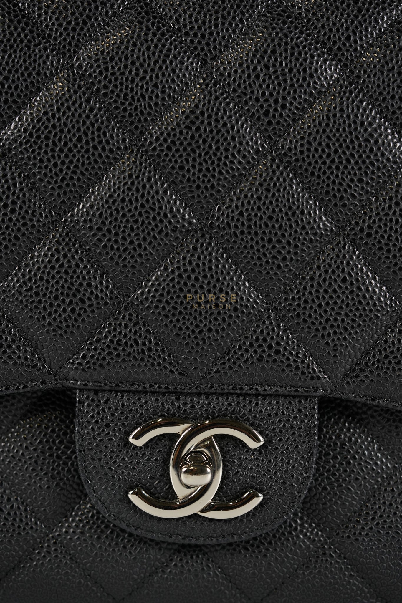 Classic Double Flap Maxi Black Caviar Leather Silver Hardware (Series 17) | Purse Maison Luxury Bags Shop