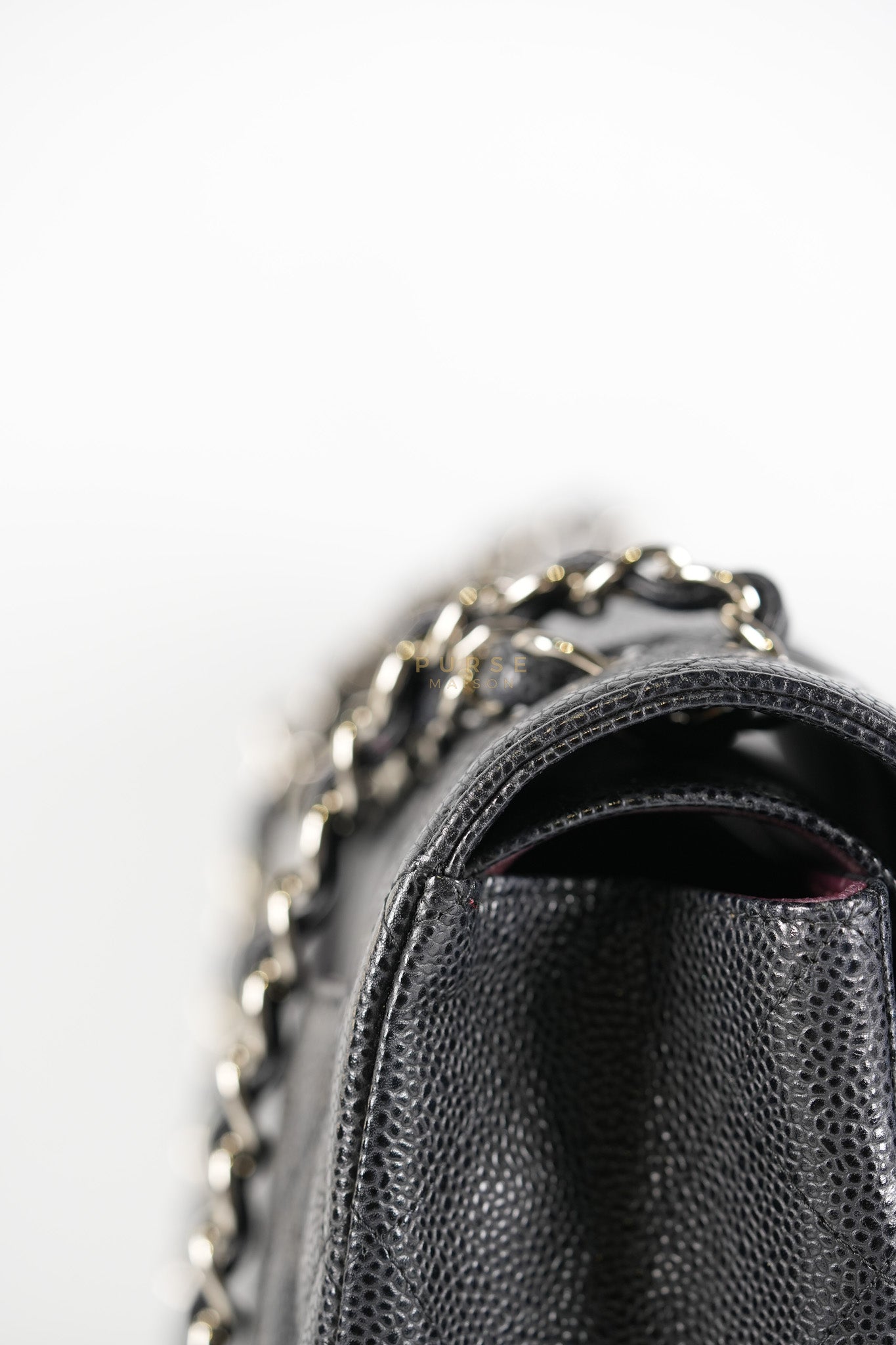 Classic Double Flap Maxi Black Caviar Leather Silver Hardware (Series 17) | Purse Maison Luxury Bags Shop
