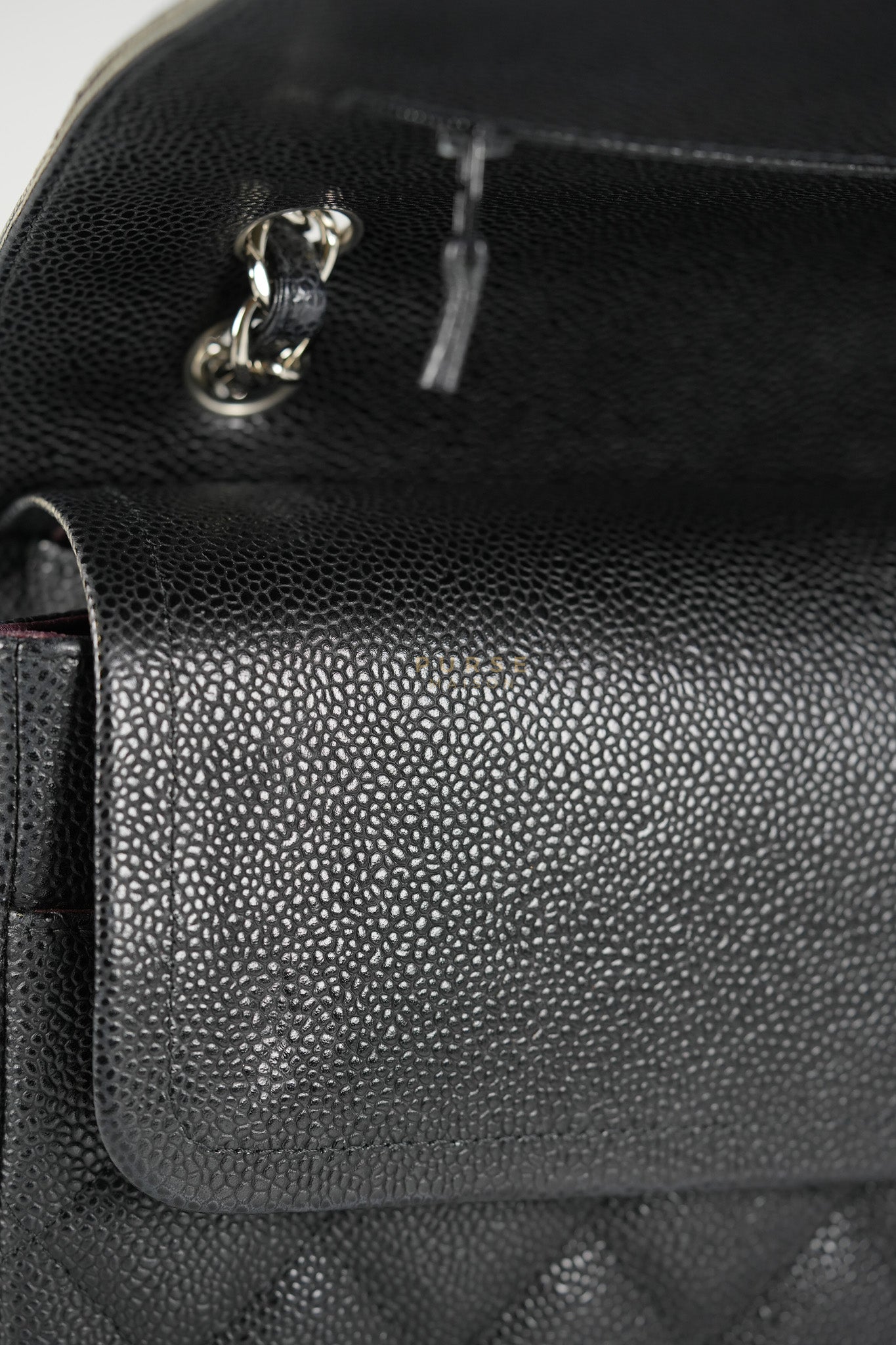 Classic Double Flap Maxi Black Caviar Leather Silver Hardware (Series 17) | Purse Maison Luxury Bags Shop