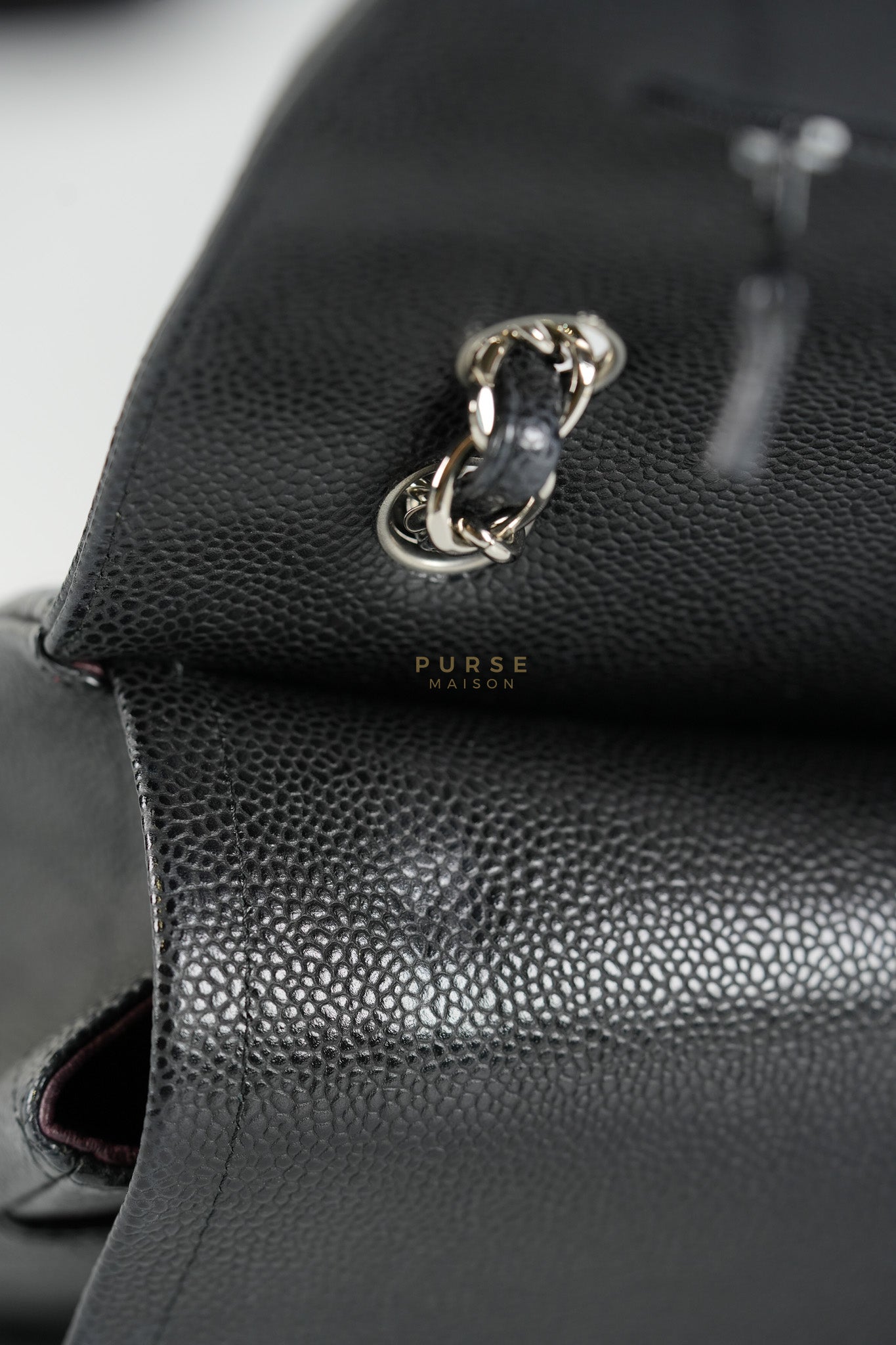 Classic Double Flap Maxi Black Caviar Leather Silver Hardware (Series 17) | Purse Maison Luxury Bags Shop