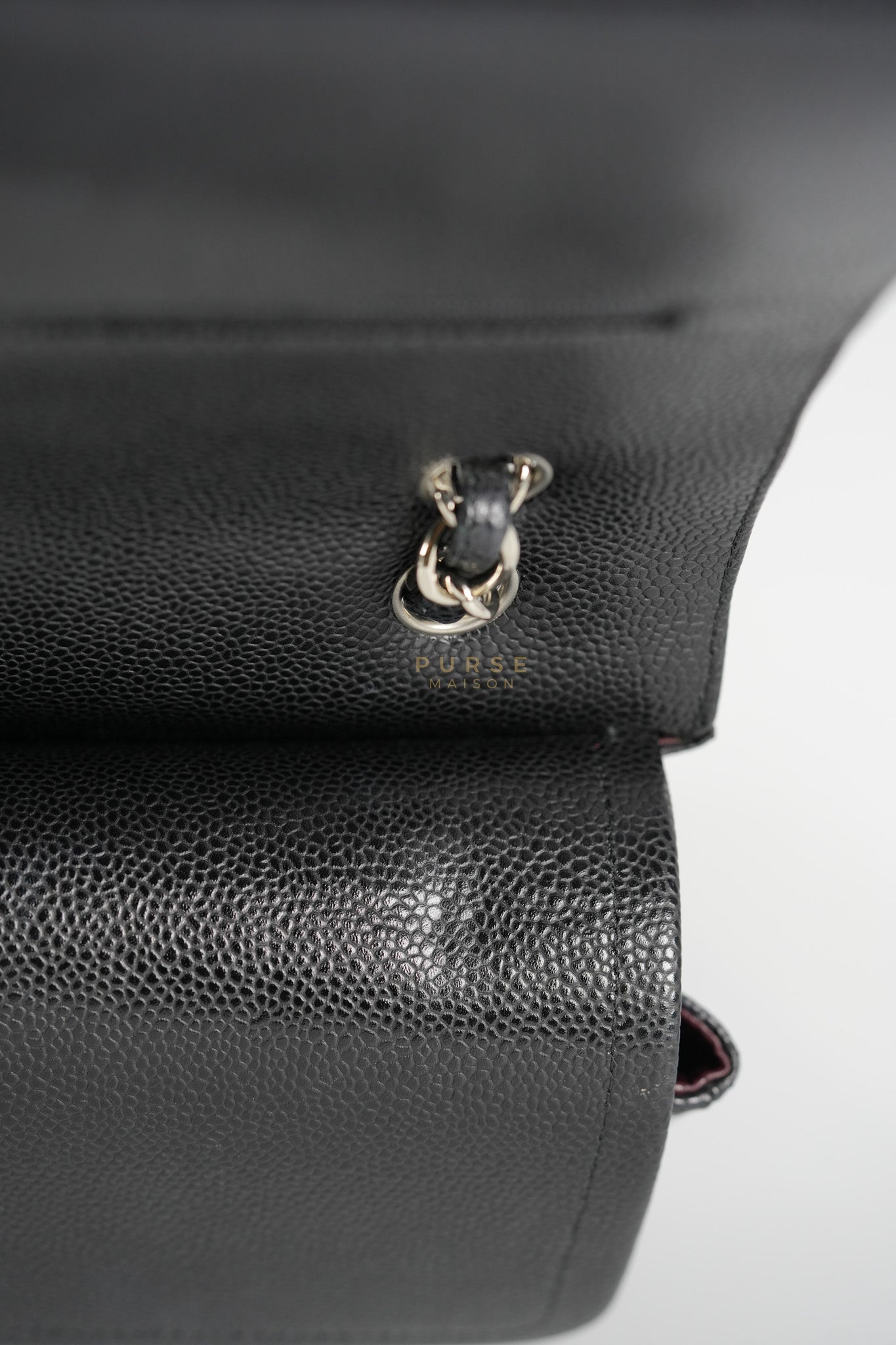 Classic Double Flap Maxi Black Caviar Leather Silver Hardware (Series 17) | Purse Maison Luxury Bags Shop