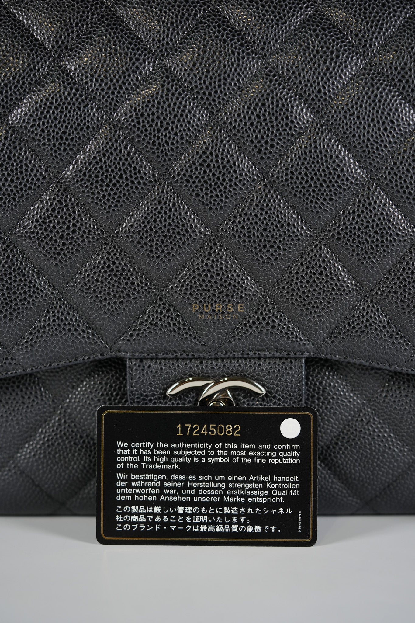 Classic Double Flap Maxi Black Caviar Leather Silver Hardware (Series 17) | Purse Maison Luxury Bags Shop