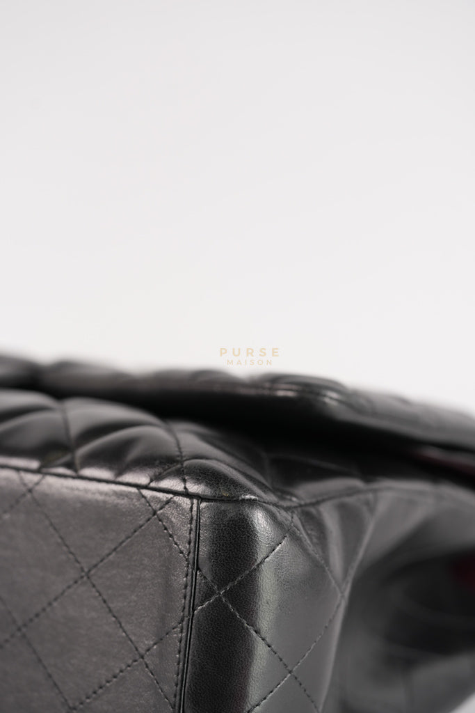 Classic Double Flap Maxi in Black Lambskin Leather and Gold Hardware Series 14 | Purse Maison Luxury Bags Shop