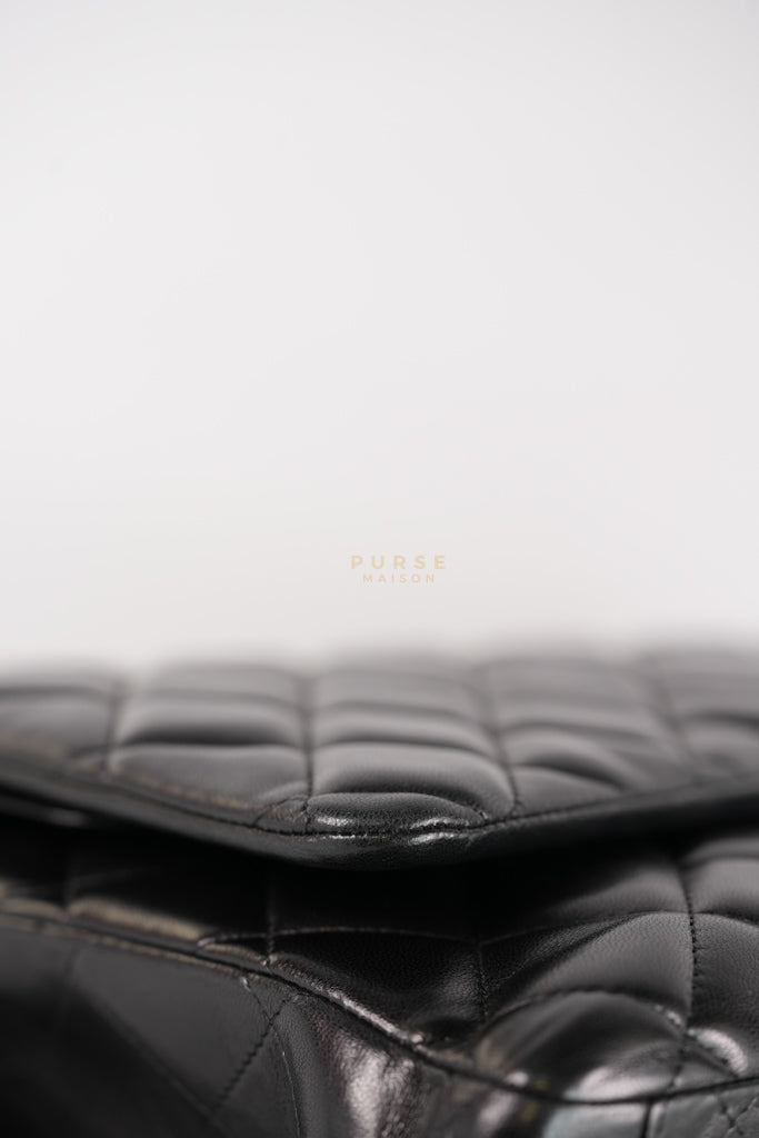Classic Double Flap Maxi in Black Lambskin Leather and Gold Hardware Series 14 | Purse Maison Luxury Bags Shop
