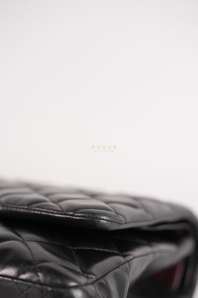 Classic Double Flap Maxi in Black Lambskin Leather and Gold Hardware Series 14 | Purse Maison Luxury Bags Shop